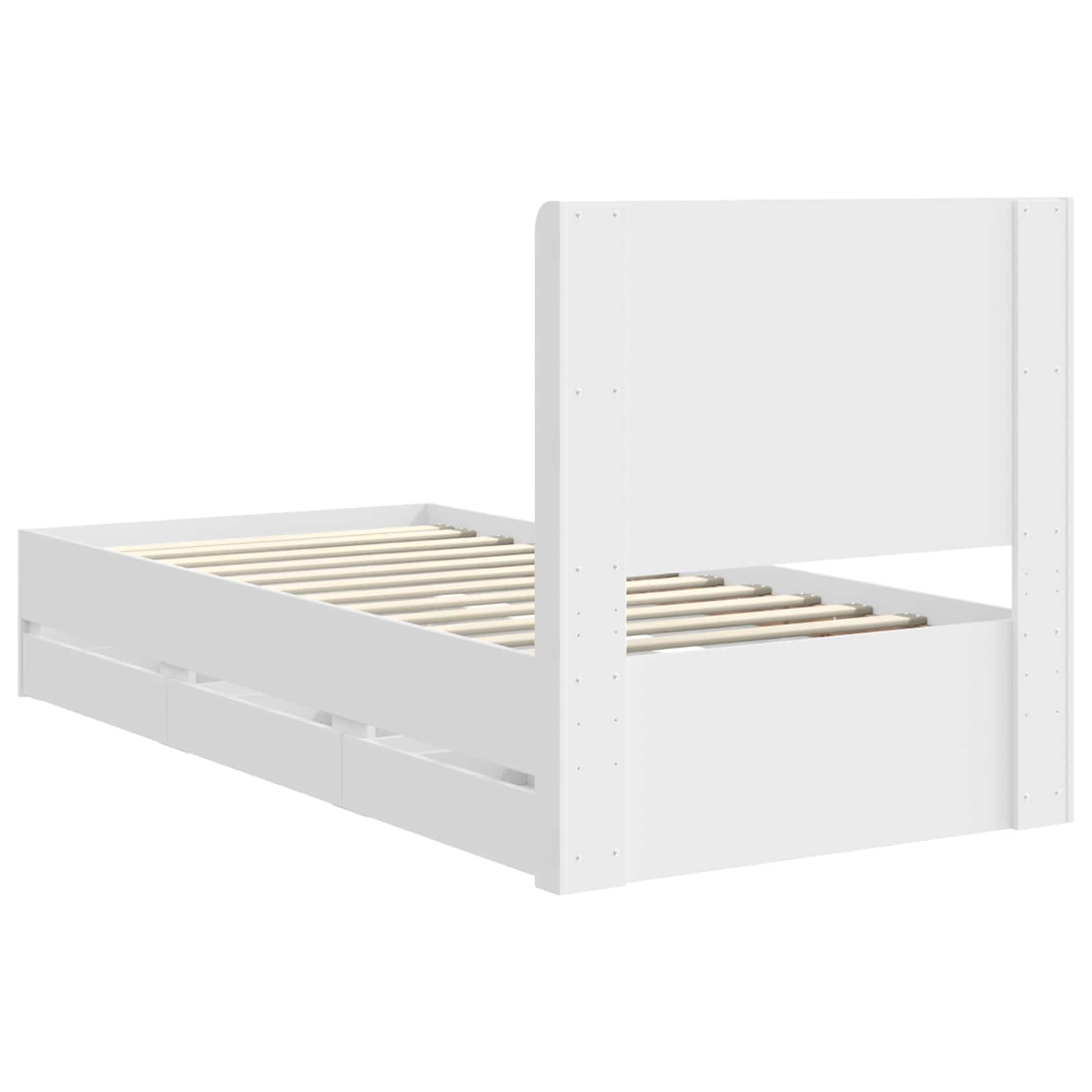 Bedframe met opbergruimte en hoofdbord met lade Wit 90 x 190 cm is nu te koop bij PeponiXL, paradijselijk wonen!