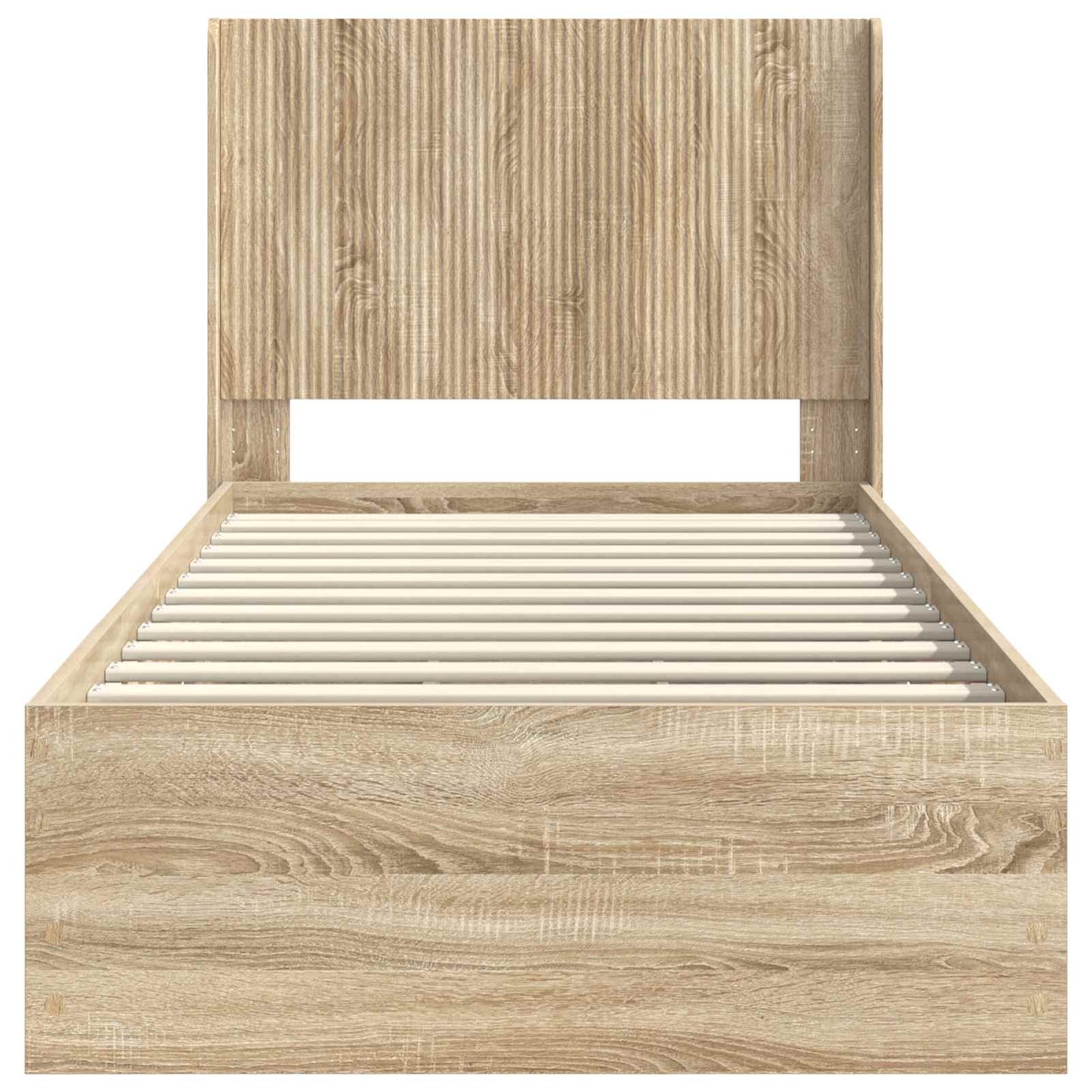Bedframe met opbergruimte en hoofdbord Sonoma Eiken 90 x 190 cm is nu te koop bij PeponiXL, paradijselijk wonen!