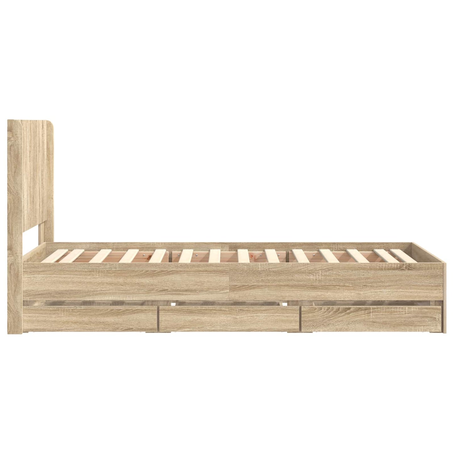 Bedframe met opbergruimte en hoofdbord Sonoma Eiken 90 x 190 cm is nu te koop bij PeponiXL, paradijselijk wonen!