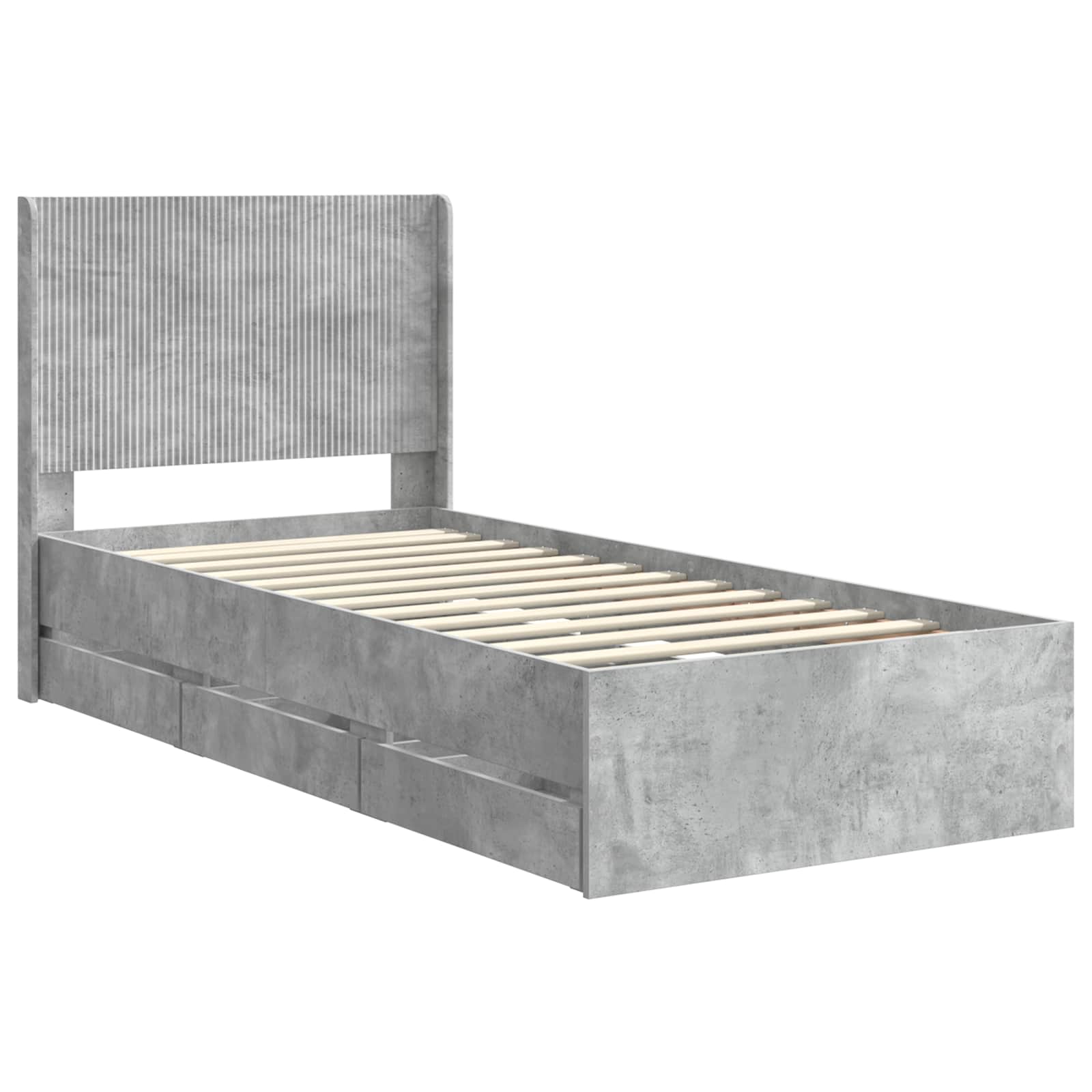 Bedframe met opbergruimte en hoofdbord Betongrijs 90 x 190 cm is nu te koop bij PeponiXL, paradijselijk wonen!