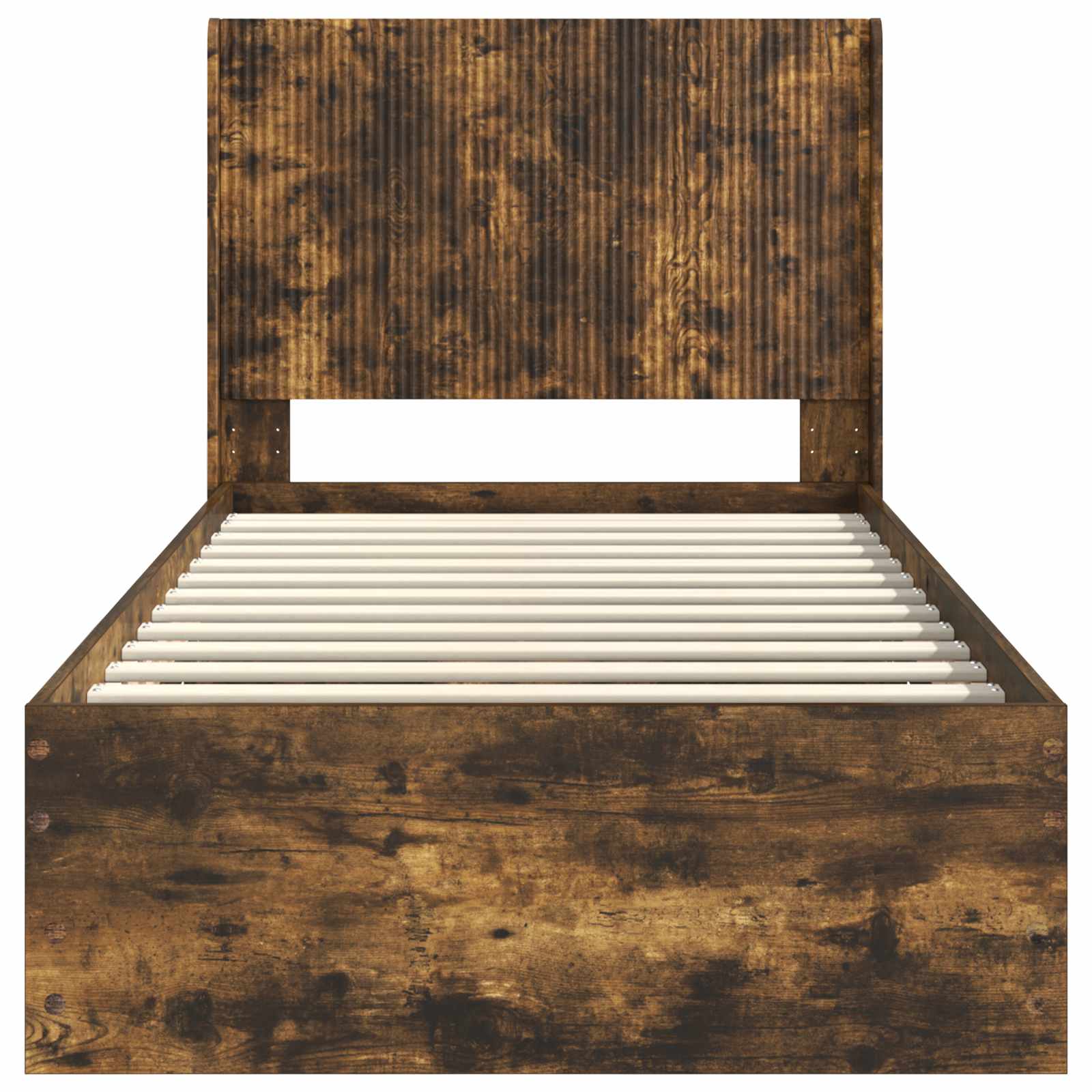 Bedframe met opbergruimte en hoofdbord met lade Gerookt eiken is nu te koop bij PeponiXL, paradijselijk wonen!
