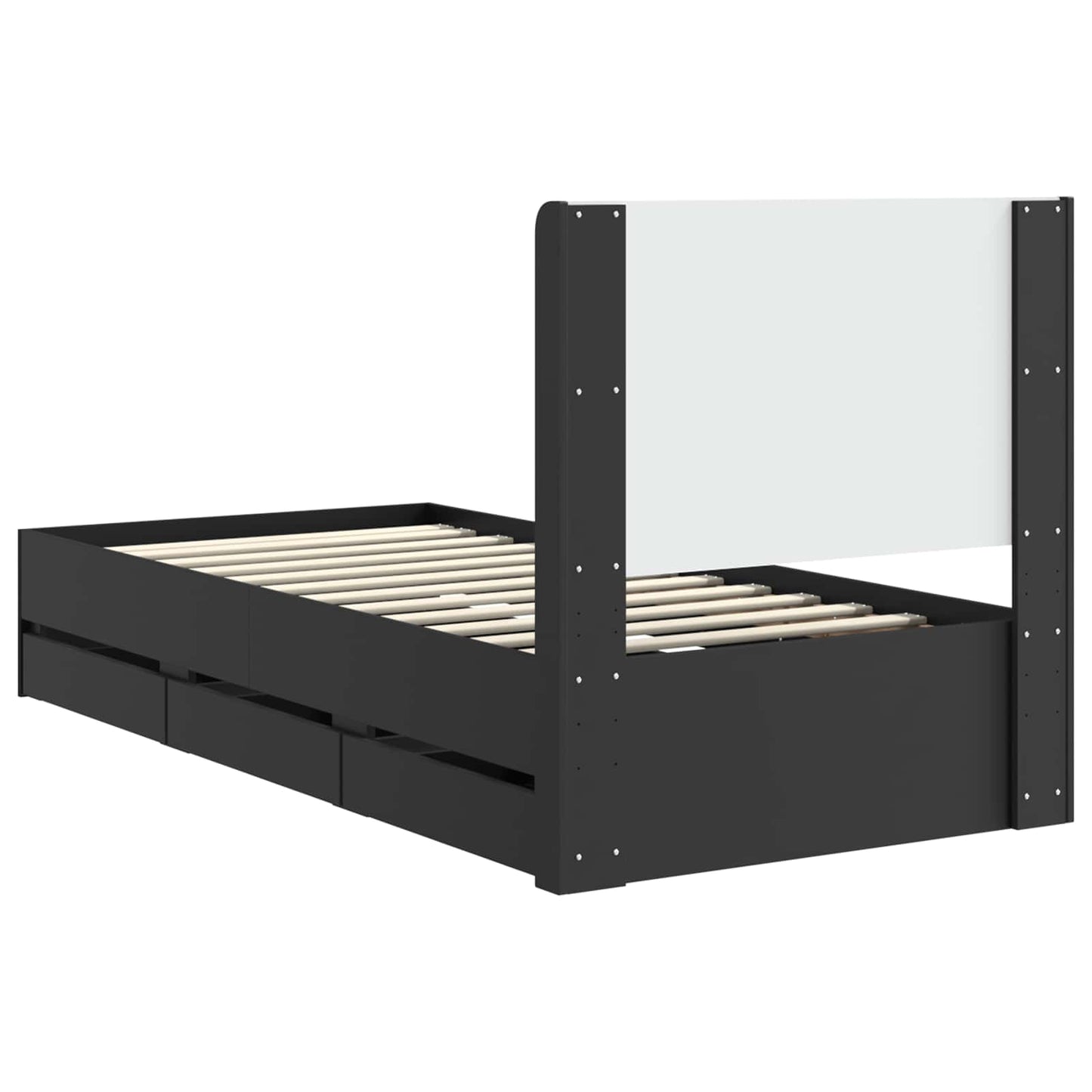 Bedframe met opbergruimte en hoofdbord Zwart 75 x 190 cm is nu te koop bij PeponiXL, paradijselijk wonen!