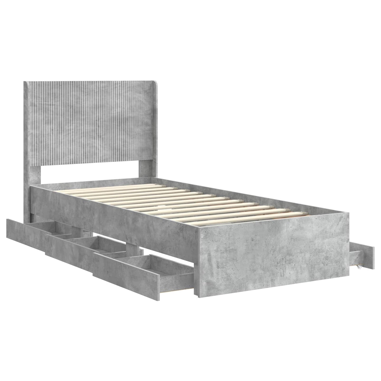 Bedframe met opbergruimte en hoofdbord Betongrijs 75 x 190 cm is nu te koop bij PeponiXL, paradijselijk wonen!