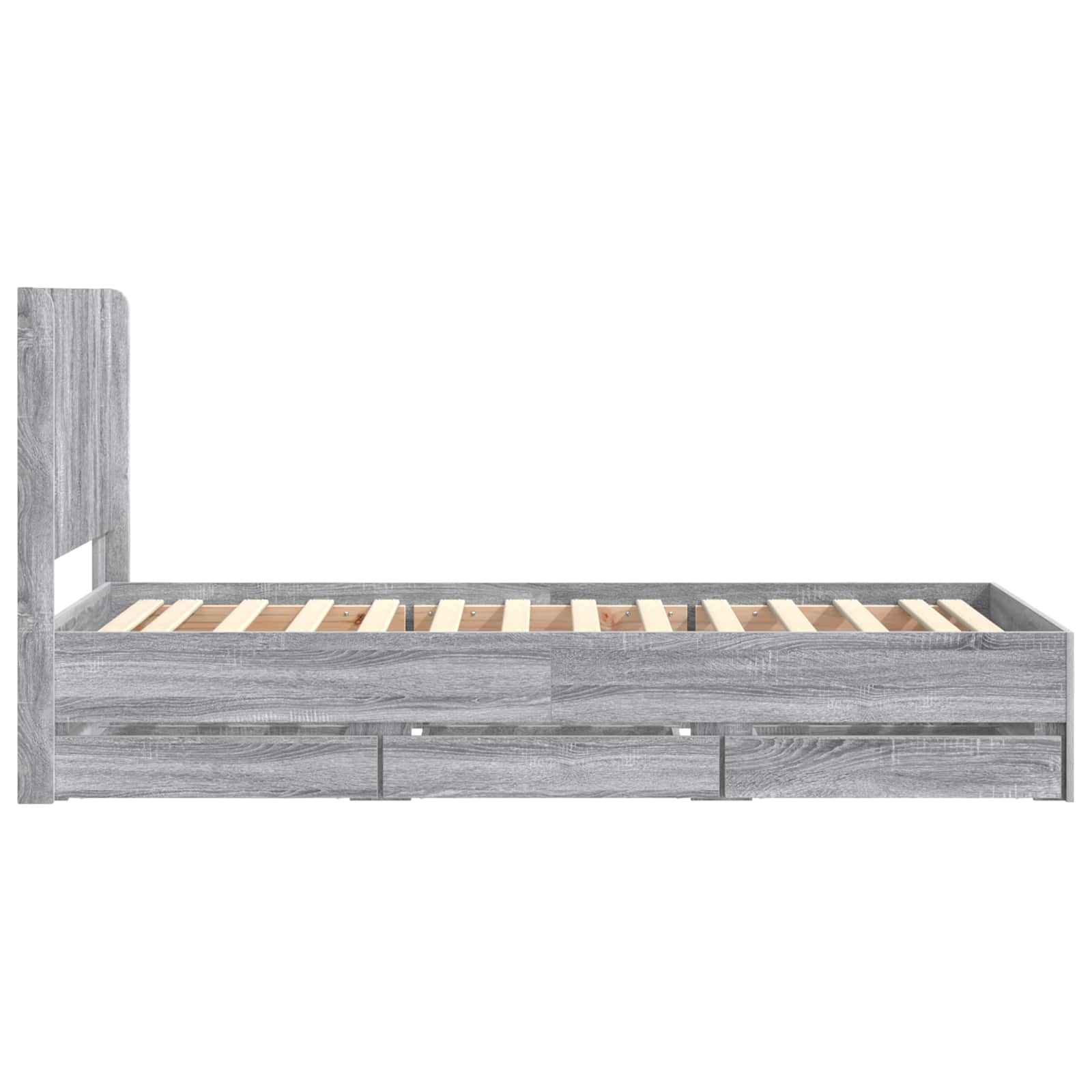 Bedframe met opbergruimte en hoofdbord Grijs sonoma 75 x 190 cm is nu te koop bij PeponiXL, paradijselijk wonen!