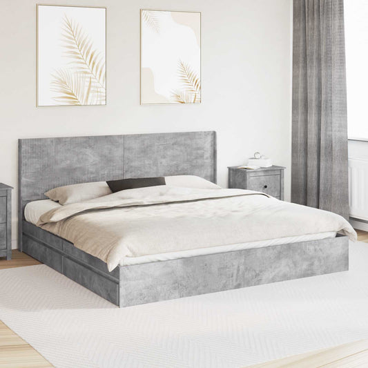 Bedframe met opbergruimte en hoofdbord Betongrijs 180 x 200 cm is nu te koop bij PeponiXL, paradijselijk wonen!