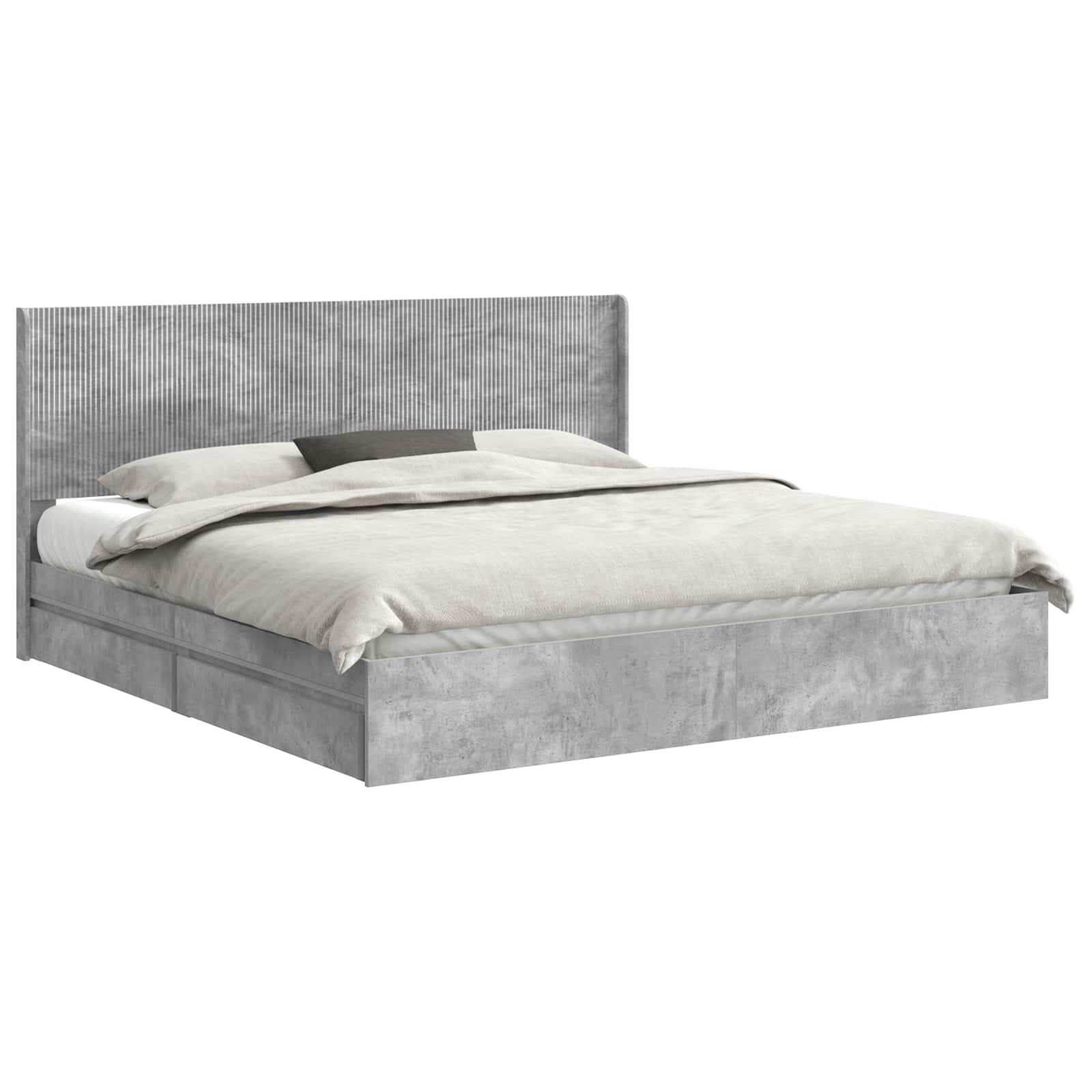 Bedframe met opbergruimte en hoofdbord Betongrijs 180 x 200 cm is nu te koop bij PeponiXL, paradijselijk wonen!