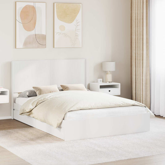 Bedframe met opbergruimte en hoofdbord Wit 150 x 200 cm is nu te koop bij PeponiXL, paradijselijk wonen!