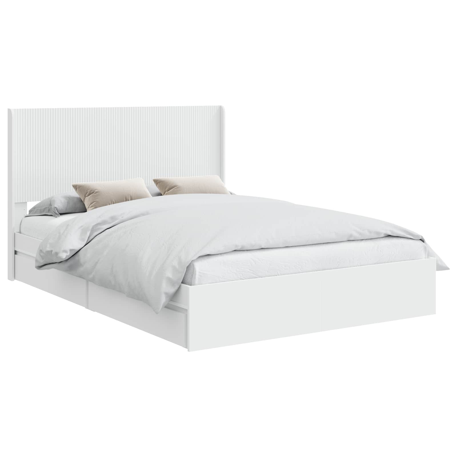 Bedframe met opbergruimte en hoofdbord Wit 150 x 200 cm is nu te koop bij PeponiXL, paradijselijk wonen!