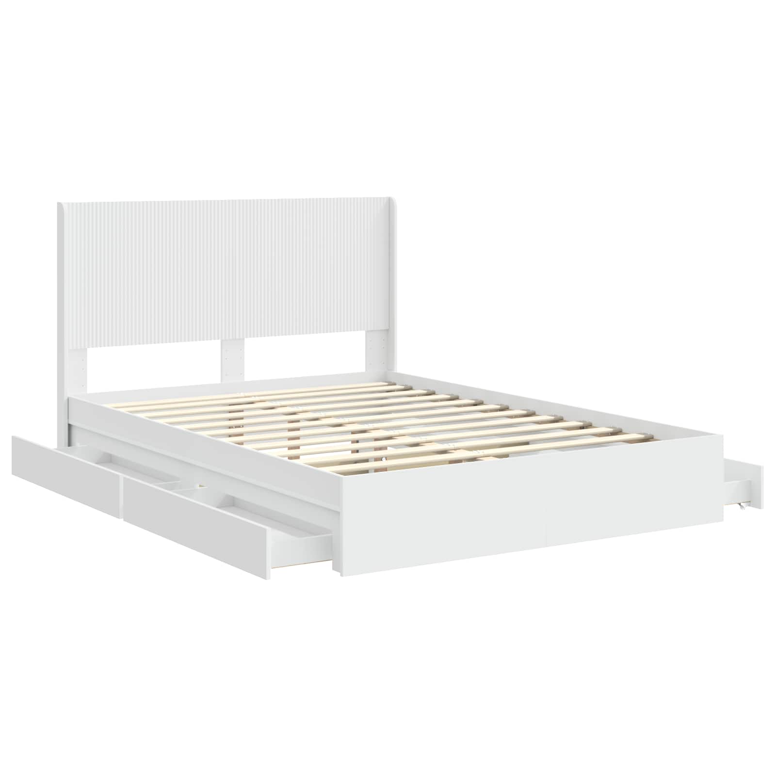 Bedframe met opbergruimte en hoofdbord Wit 150 x 200 cm is nu te koop bij PeponiXL, paradijselijk wonen!
