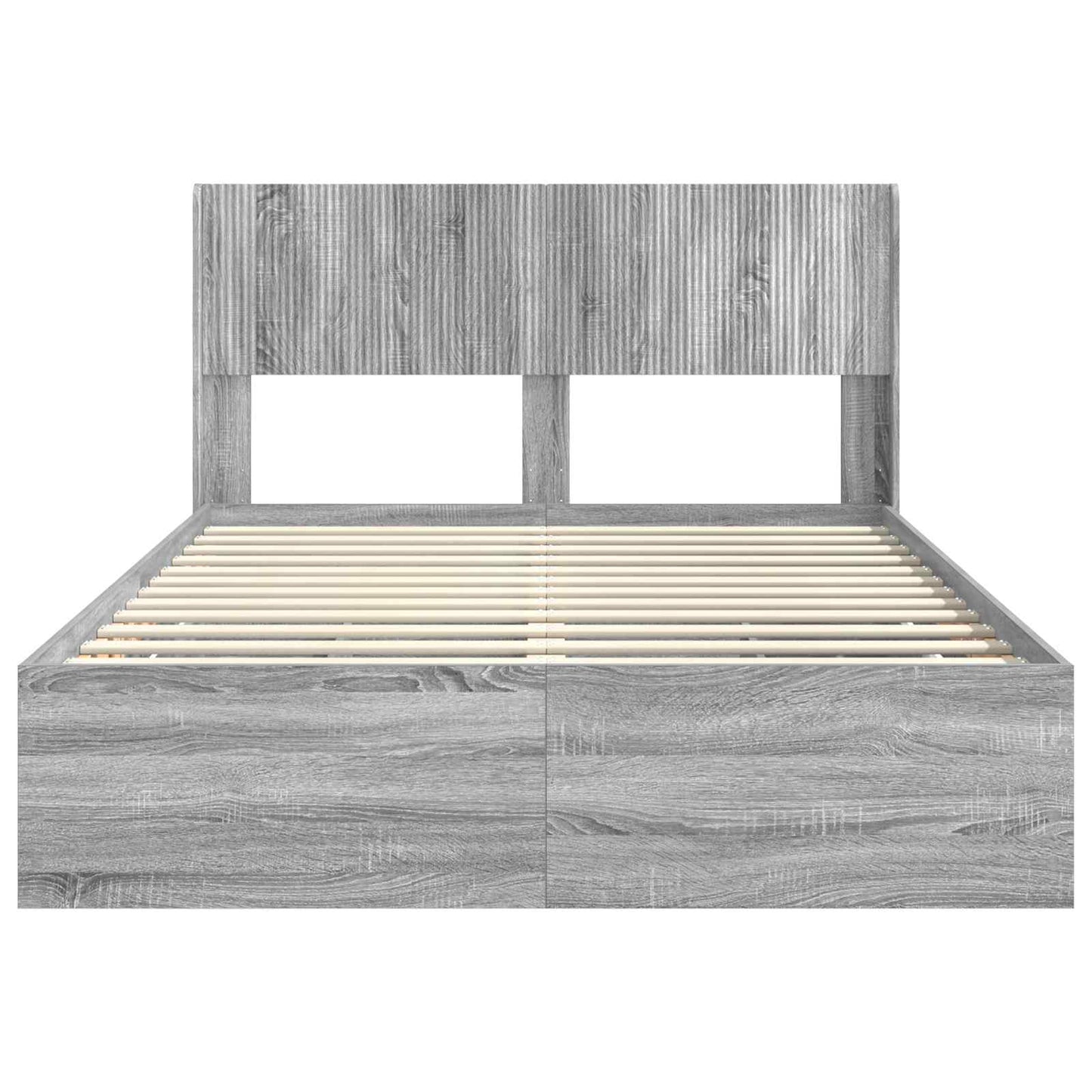 Bedframe met opbergruimte en hoofdbord met lade Grijs sonoma is nu te koop bij PeponiXL, paradijselijk wonen!