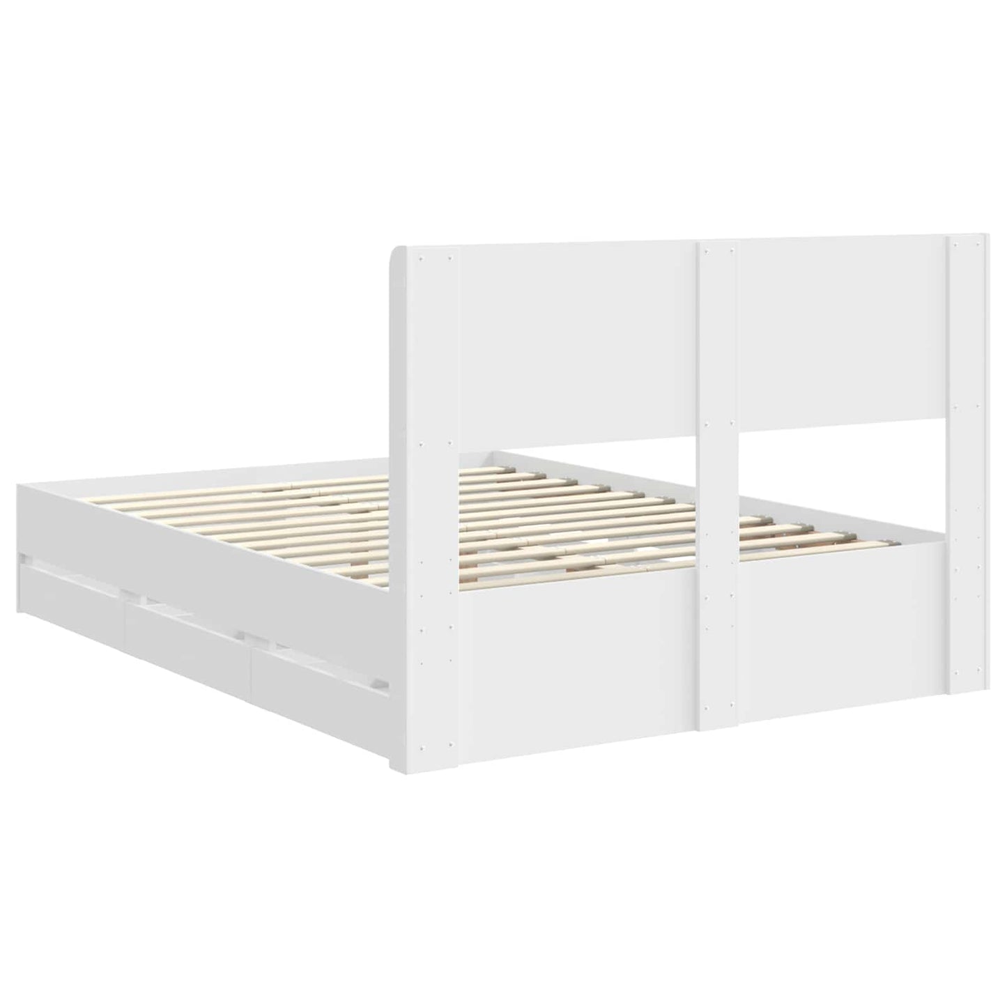 Bedframe met opbergruimte en hoofdbord Wit 150 x 200 cm is nu te koop bij PeponiXL, paradijselijk wonen!
