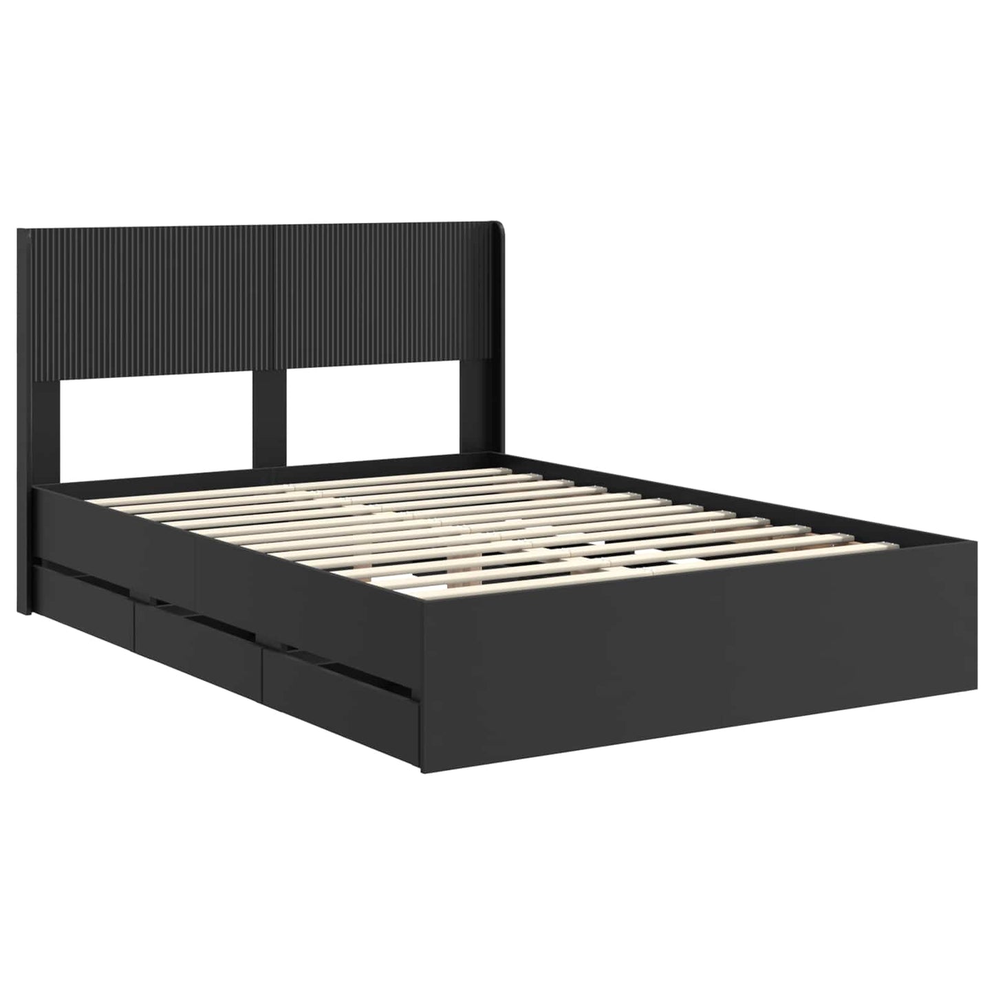 Bedframe met opbergruimte en hoofdbord Zwart 150 x 200 cm is nu te koop bij PeponiXL, paradijselijk wonen!