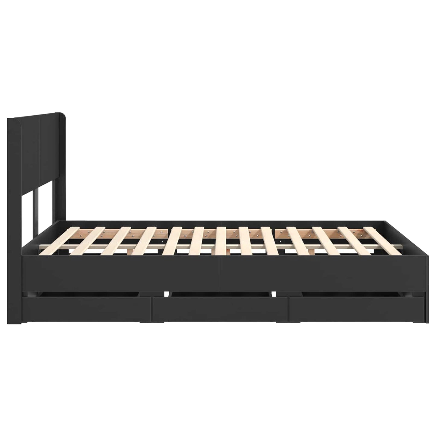 Bedframe met opbergruimte en hoofdbord Zwart 150 x 200 cm is nu te koop bij PeponiXL, paradijselijk wonen!