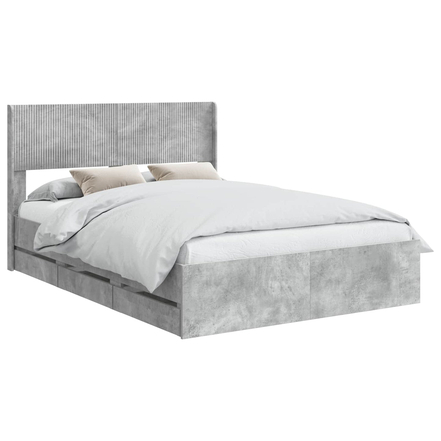 Bedframe met opbergruimte en hoofdbord Betongrijs 150 x 200 cm is nu te koop bij PeponiXL, paradijselijk wonen!