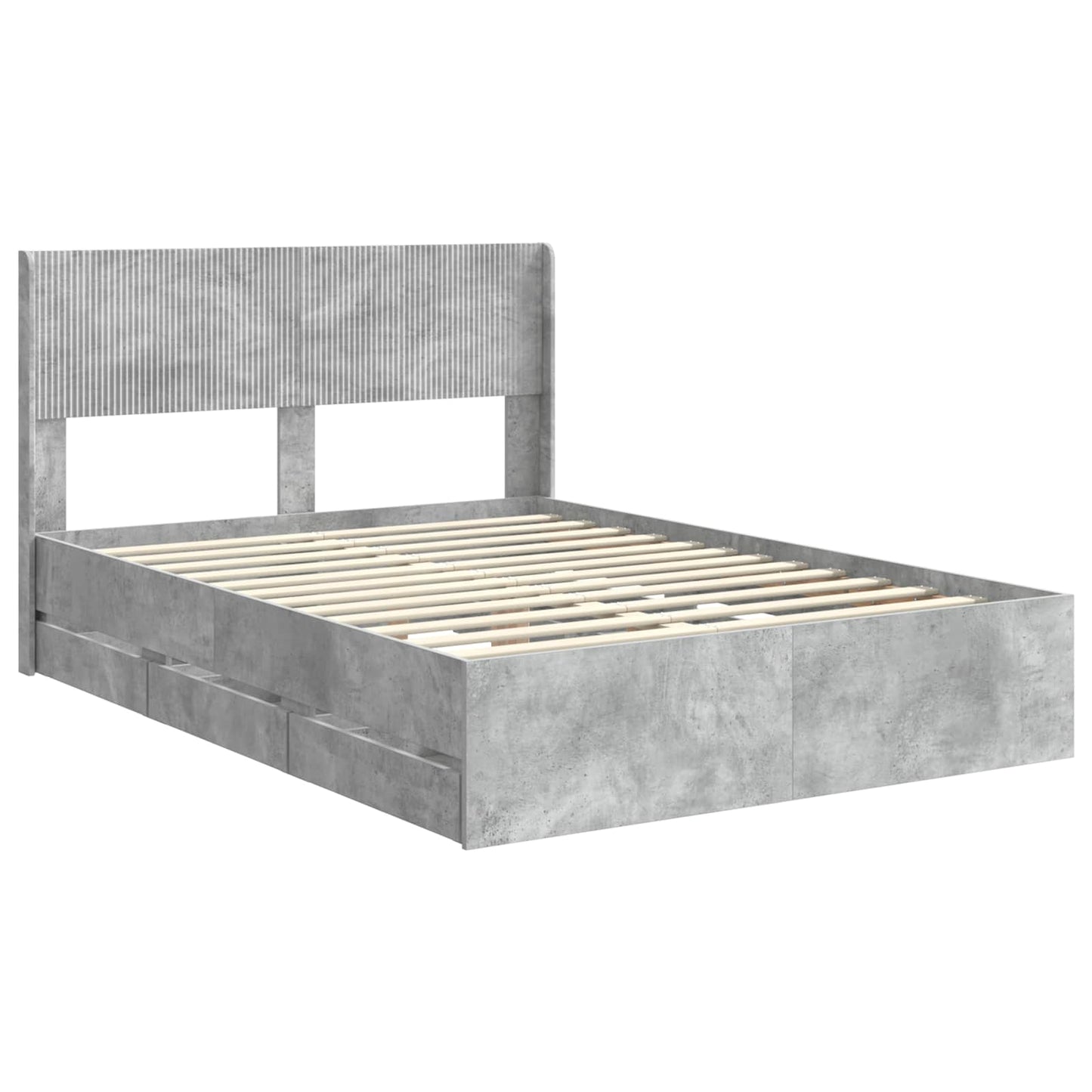 Bedframe met opbergruimte en hoofdbord Betongrijs 150 x 200 cm is nu te koop bij PeponiXL, paradijselijk wonen!