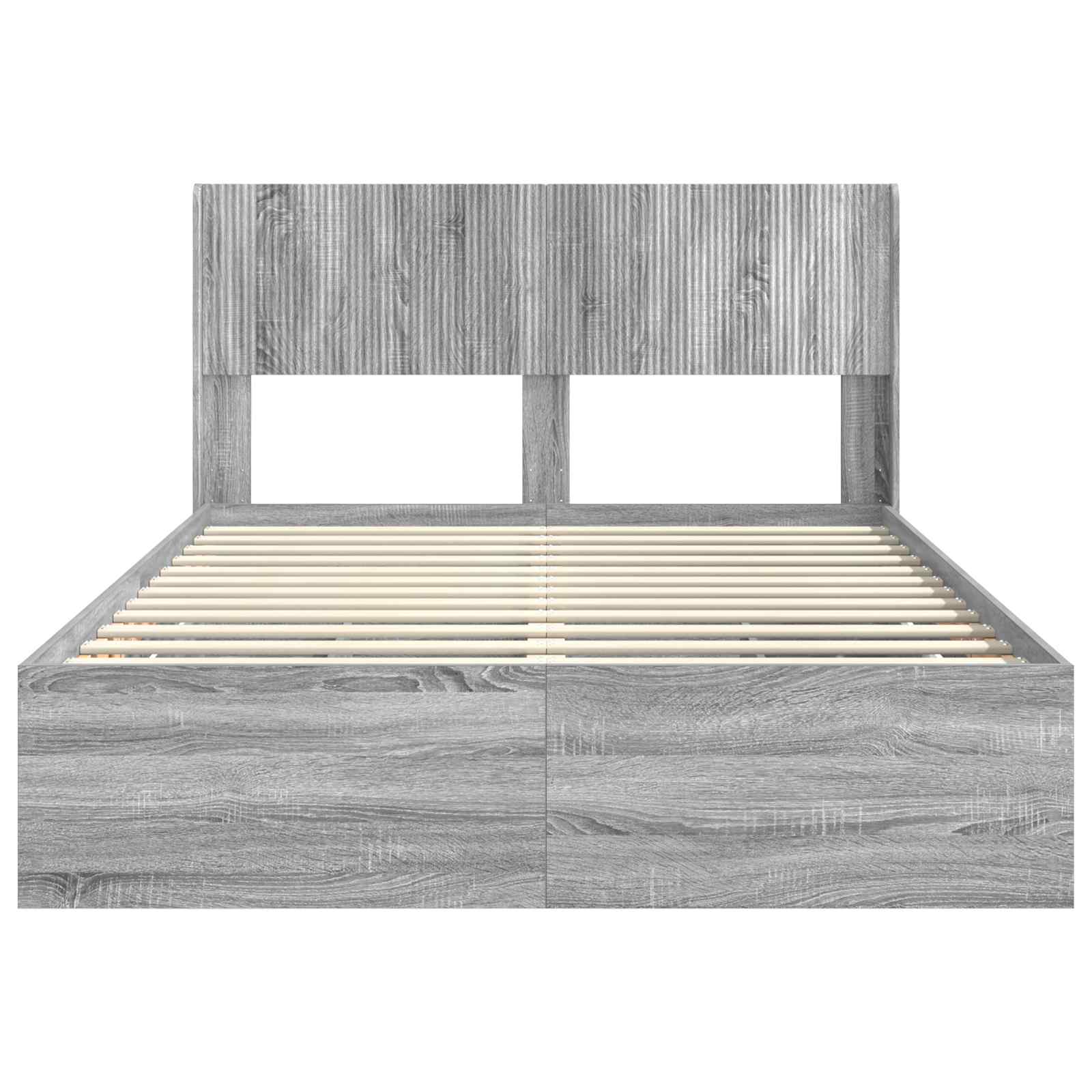 Bedframe met opbergruimte en hoofdbord met lade Grijs sonoma is nu te koop bij PeponiXL, paradijselijk wonen!