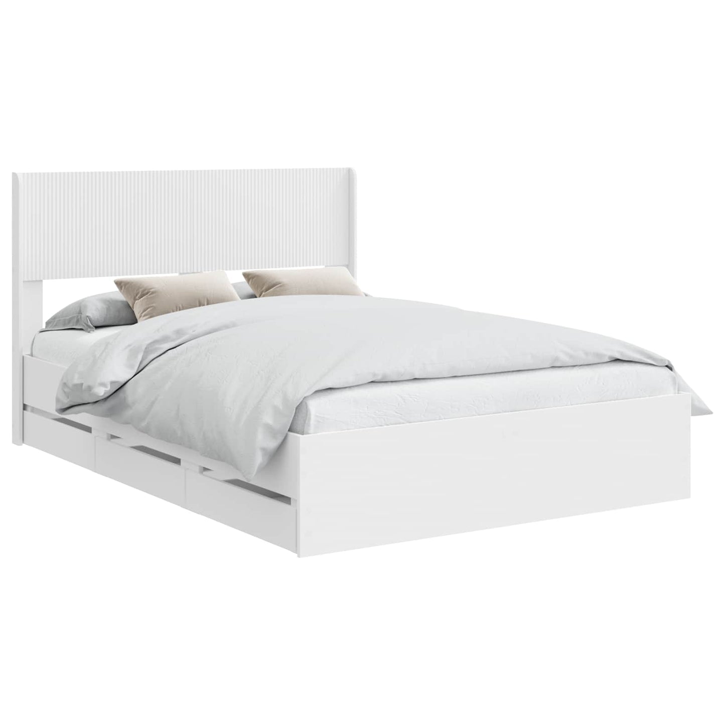 Bedframe met opbergruimte en hoofdbord Wit 140 x 190 cm is nu te koop bij PeponiXL, paradijselijk wonen!