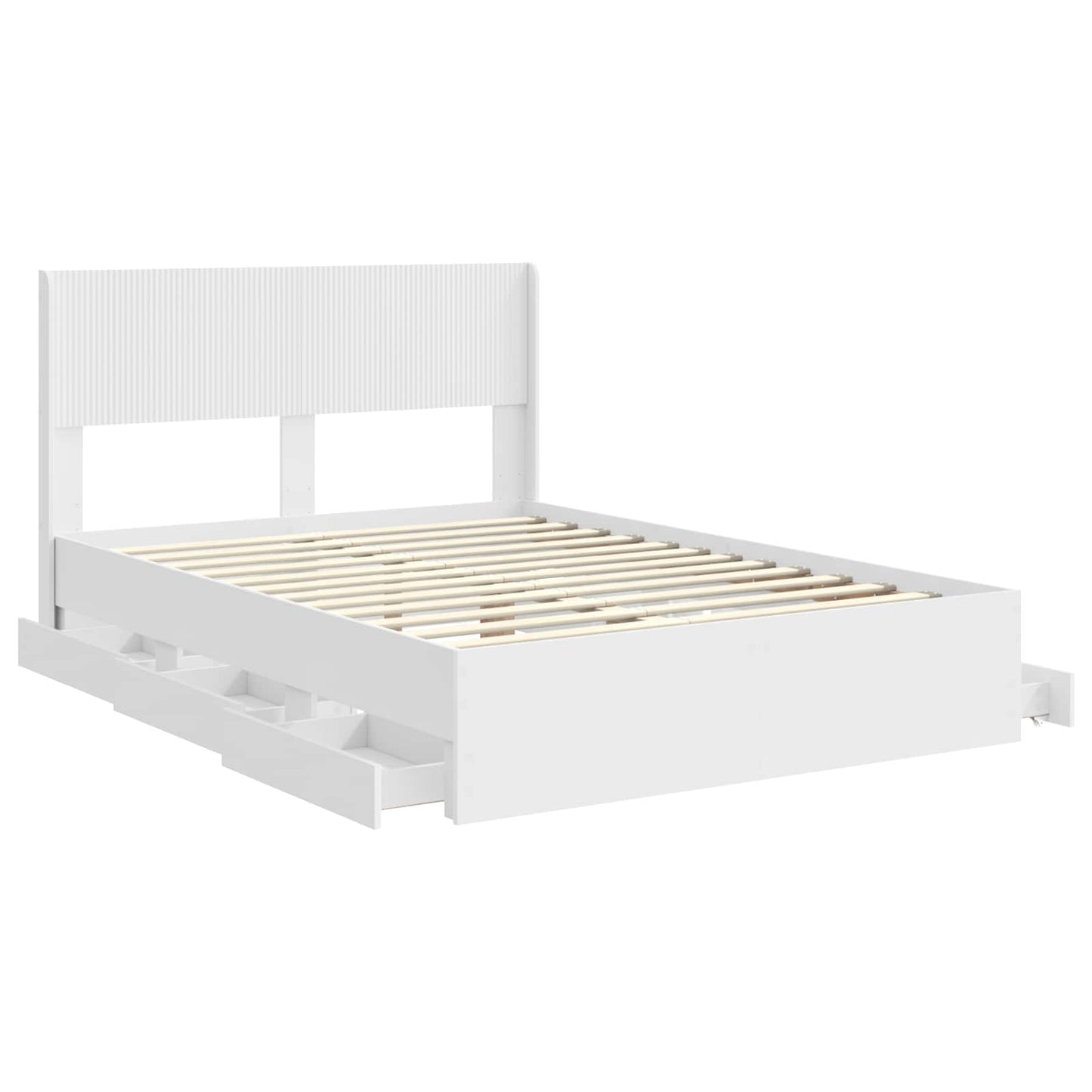 Bedframe met opbergruimte en hoofdbord Wit 140 x 190 cm is nu te koop bij PeponiXL, paradijselijk wonen!