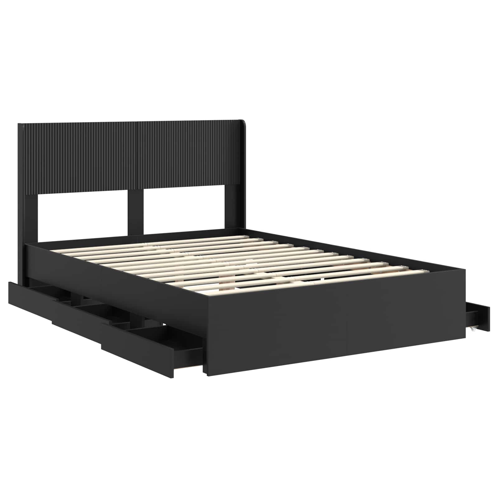 Bedframe met opbergruimte en hoofdbord Zwart 140 x 190 cm is nu te koop bij PeponiXL, paradijselijk wonen!