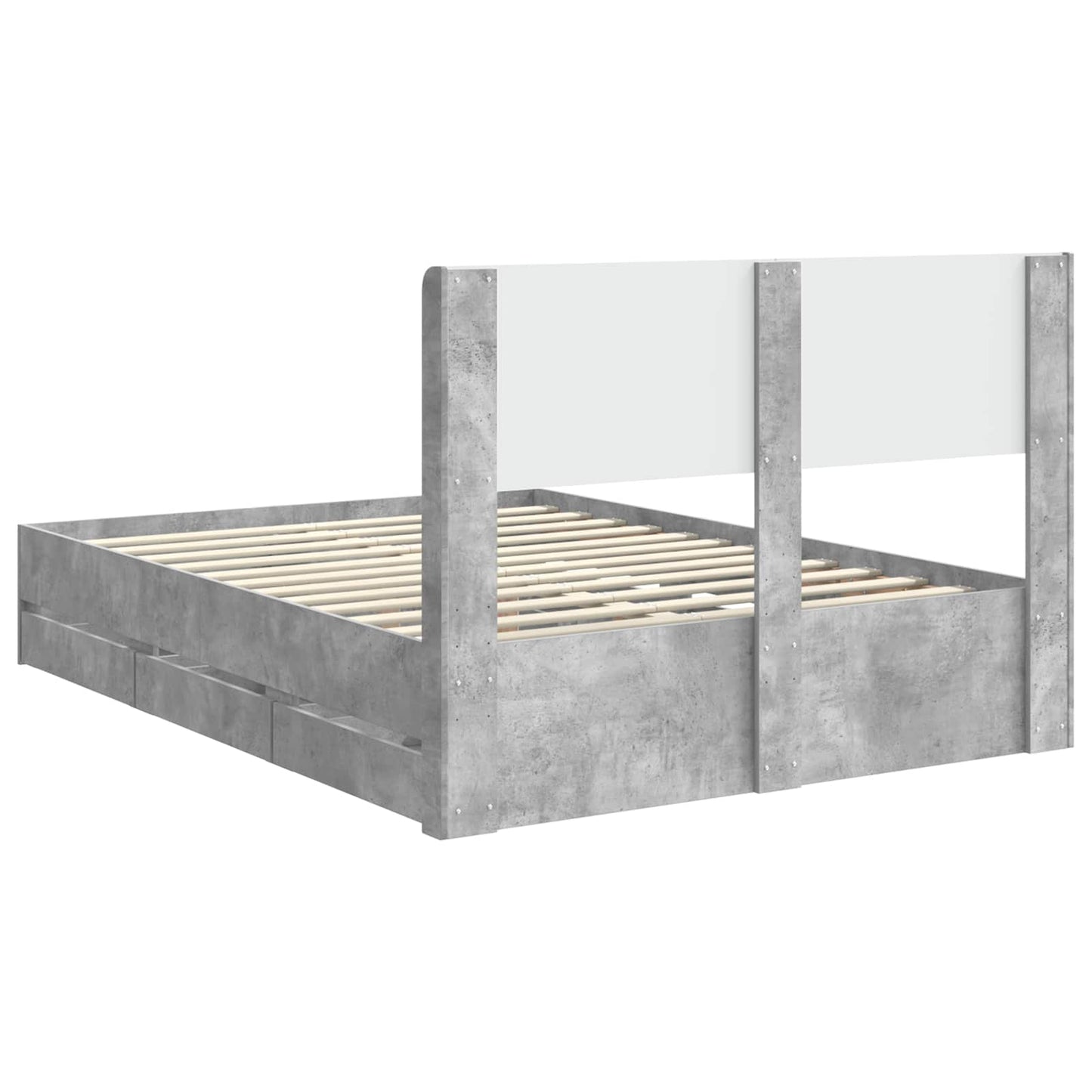 Bedframe met opbergruimte en hoofdbord Betongrijs 140 x 190 cm is nu te koop bij PeponiXL, paradijselijk wonen!