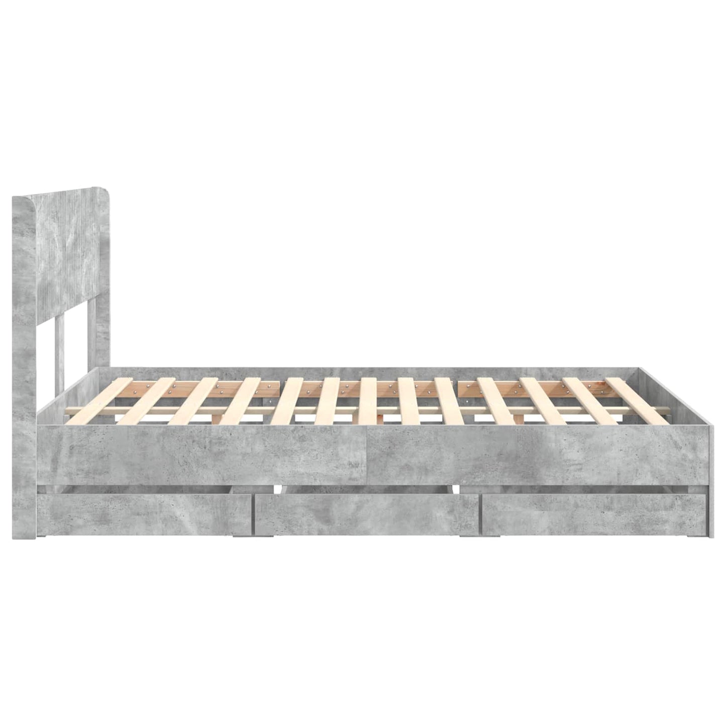 Bedframe met opbergruimte en hoofdbord Betongrijs 135 x 190 cm is nu te koop bij PeponiXL, paradijselijk wonen!