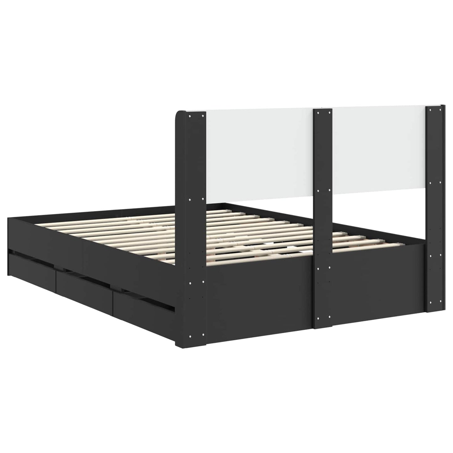 Bedframe met opbergruimte en hoofdbord Zwart 120 x 200 cm is nu te koop bij PeponiXL, paradijselijk wonen!
