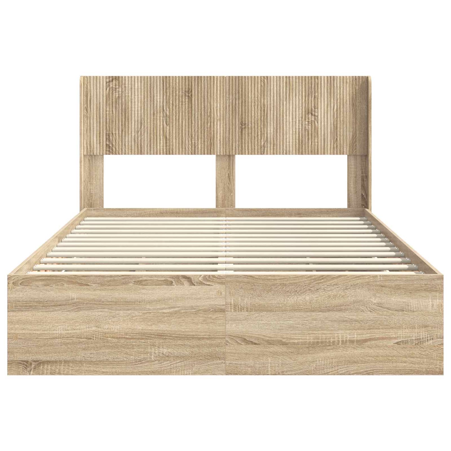 Bedframe met opbergruimte en hoofdbord met lade Sonoma Eiken is nu te koop bij PeponiXL, paradijselijk wonen!