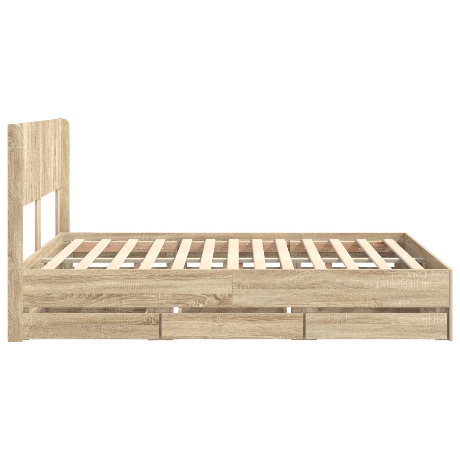 Bedframe met opbergruimte en hoofdbord met lade Sonoma Eiken is nu te koop bij PeponiXL, paradijselijk wonen!