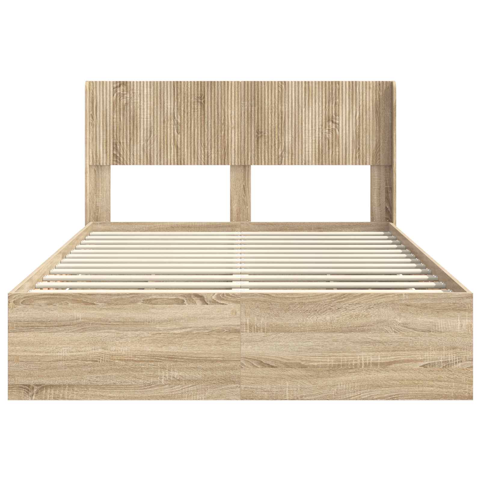 Bedframe met opbergruimte en hoofdbord met lade Sonoma Eiken is nu te koop bij PeponiXL, paradijselijk wonen!