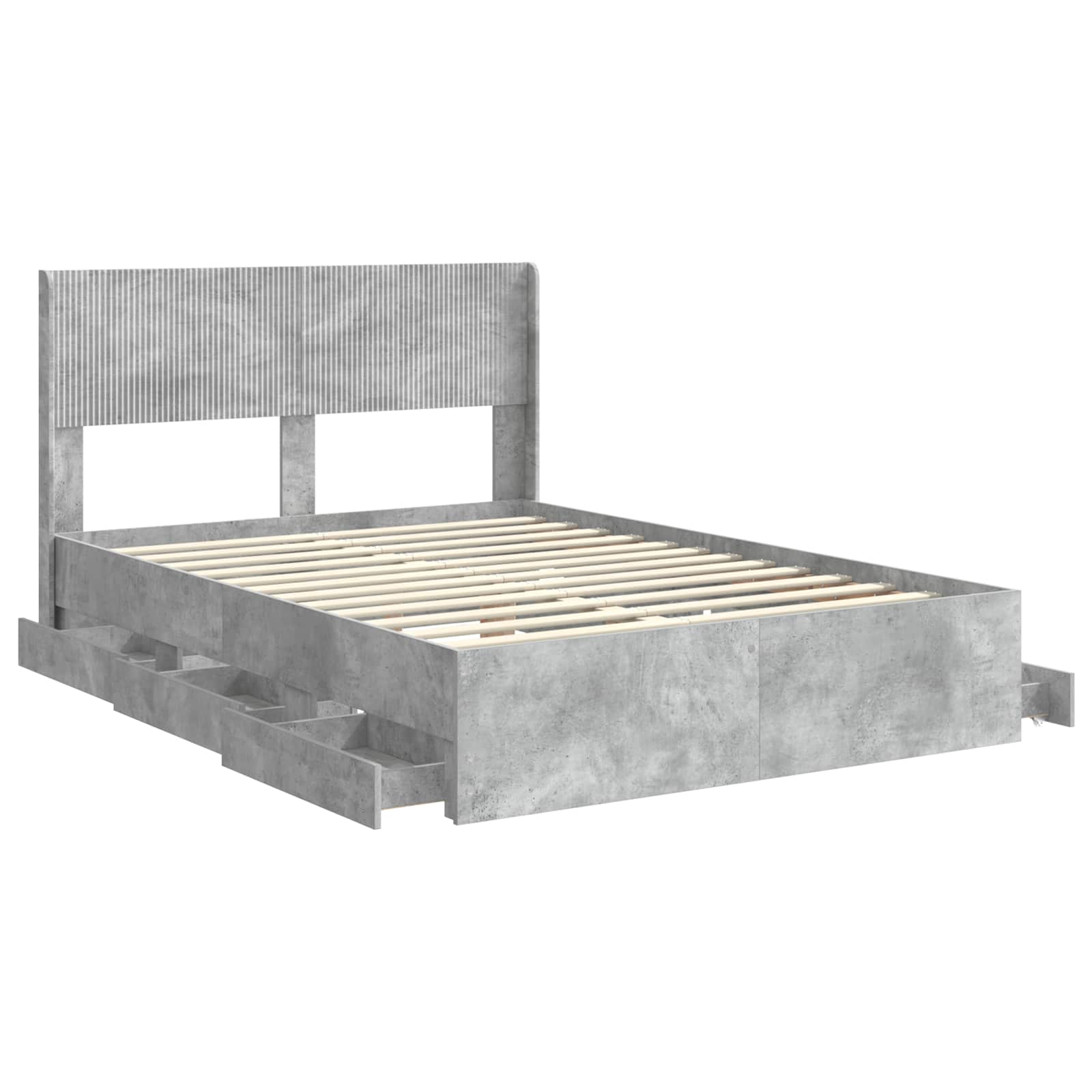 Bedframe met opbergruimte en hoofdbord Betongrijs 120 x 190 cm is nu te koop bij PeponiXL, paradijselijk wonen!