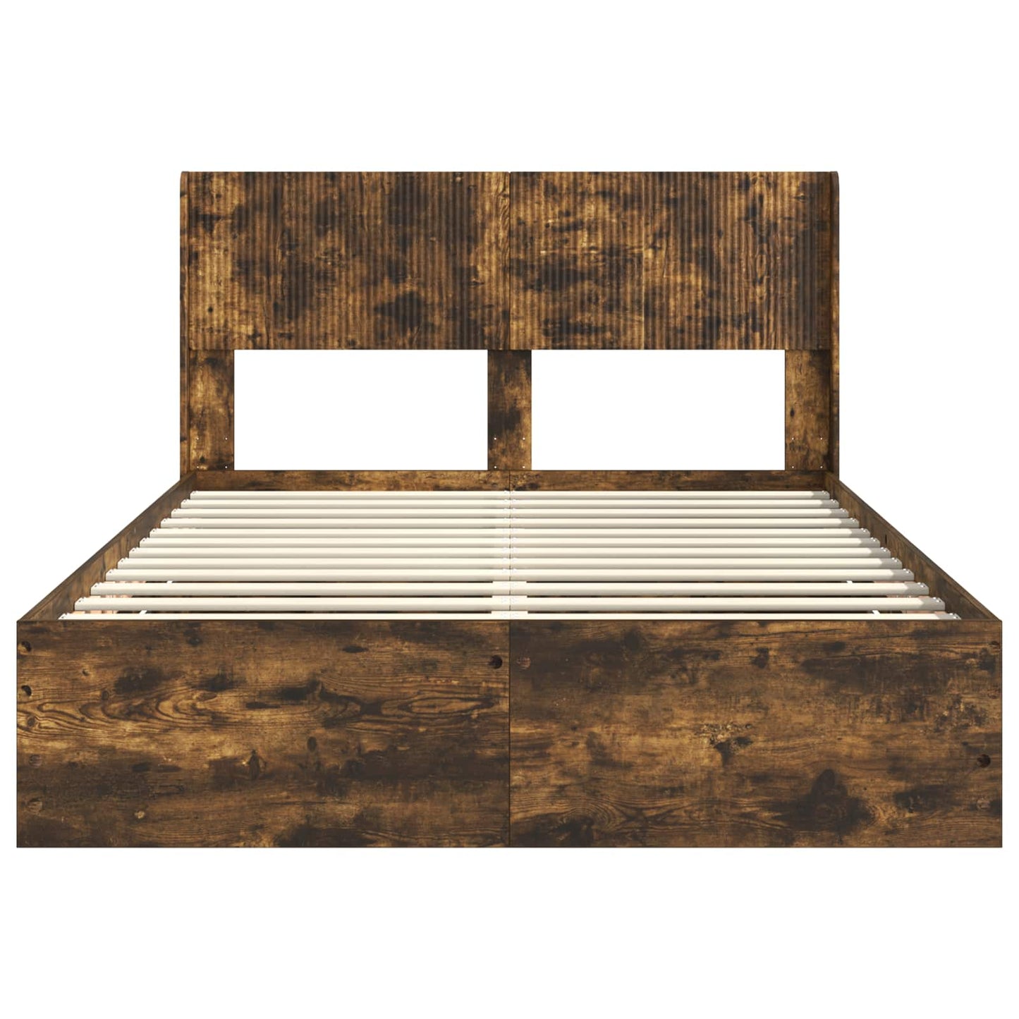 Bedframe met opbergruimte en hoofdbord met lade Gerookt eiken is nu te koop bij PeponiXL, paradijselijk wonen!