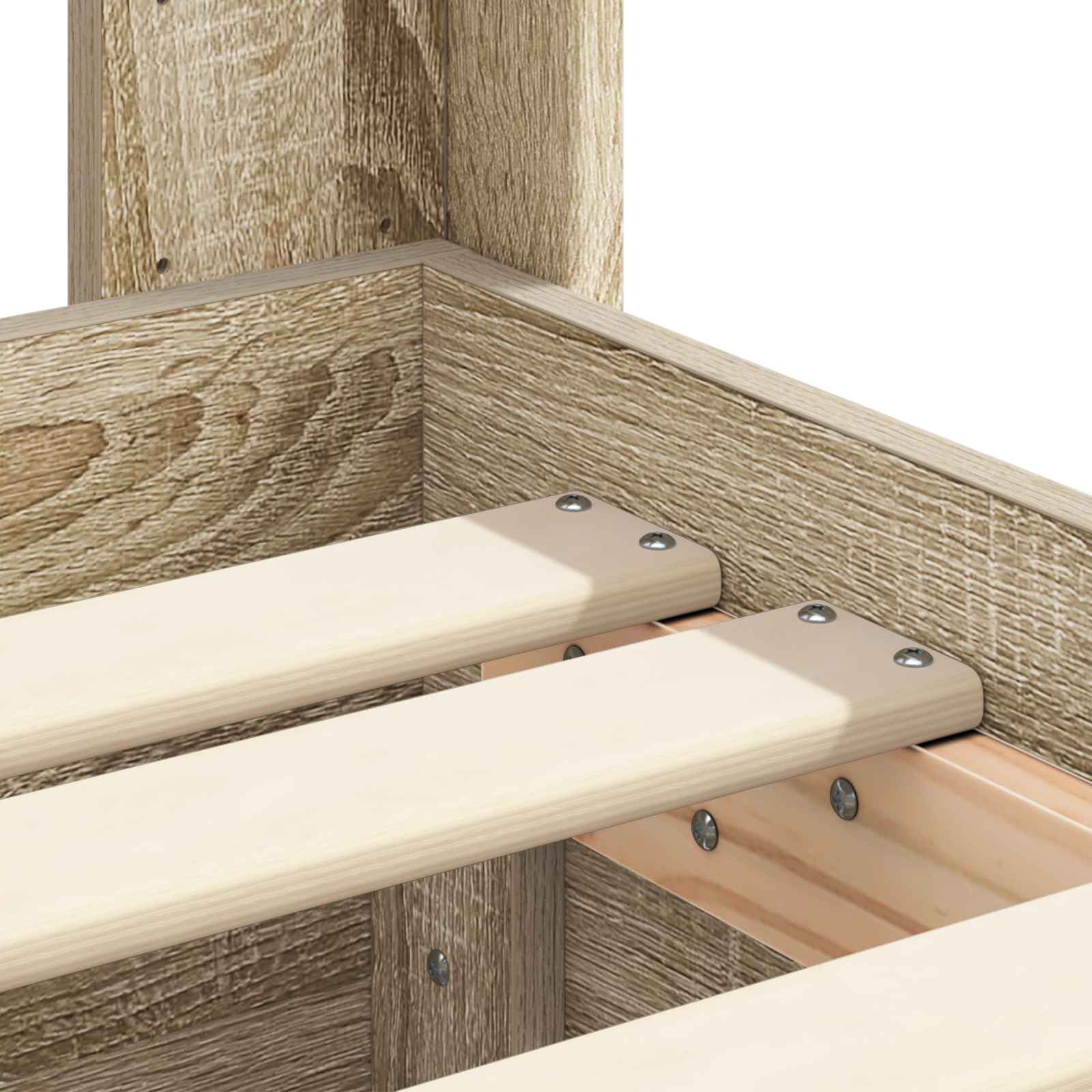 Bedframe met opbergruimte en hoofdbord met lade Sonoma Eiken is nu te koop bij PeponiXL, paradijselijk wonen!