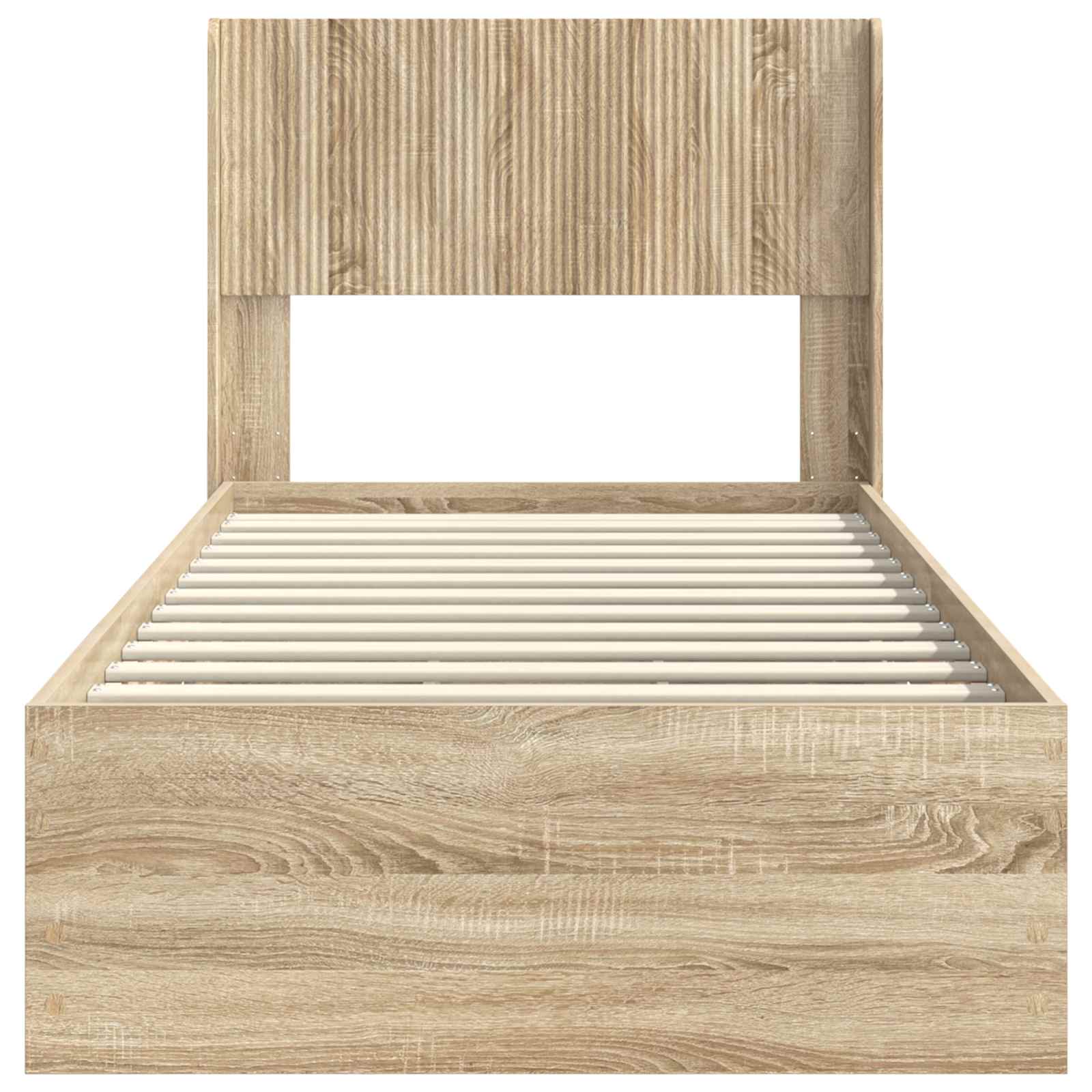 Bedframe met opbergruimte en hoofdbord met lade Sonoma Eiken is nu te koop bij PeponiXL, paradijselijk wonen!