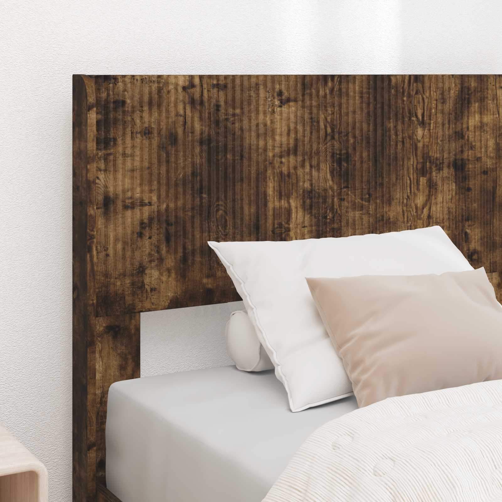 Bedframe met opbergruimte en hoofdbord met lade Gerookt eiken is nu te koop bij PeponiXL, paradijselijk wonen!