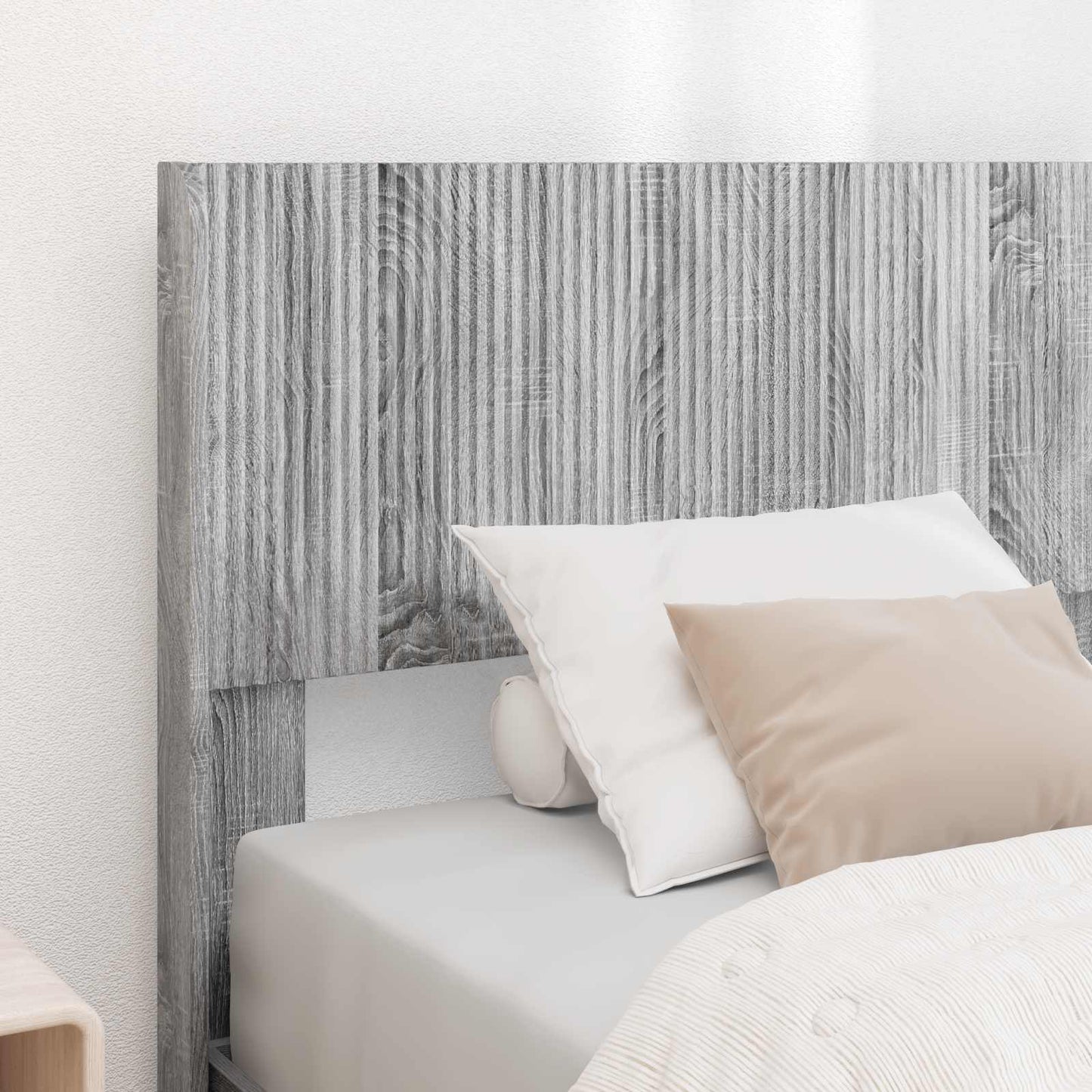 Bedframe met opbergruimte en hoofdbord met lade Grijs sonoma is nu te koop bij PeponiXL, paradijselijk wonen!