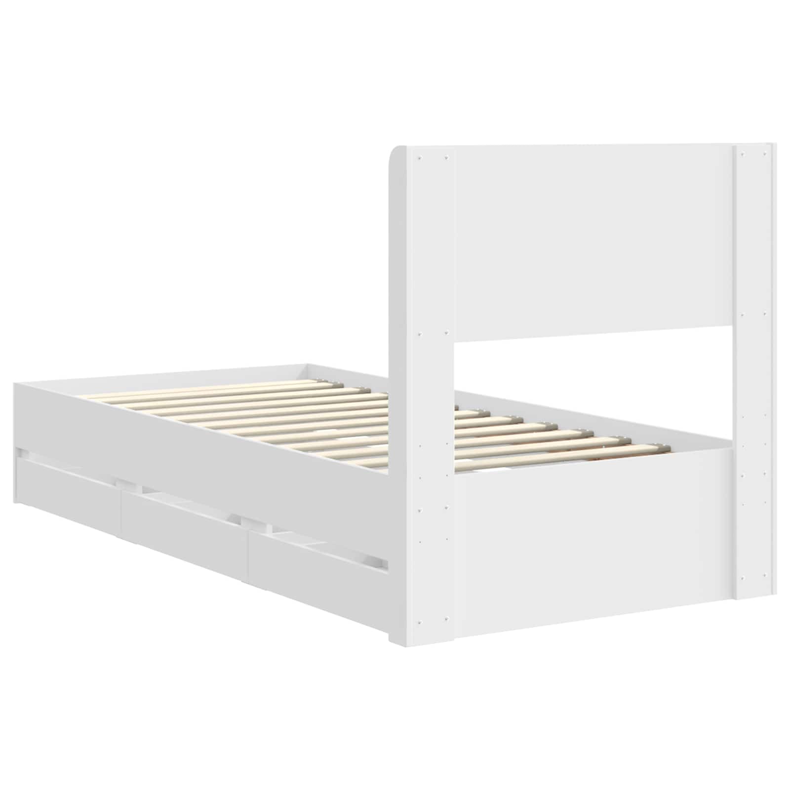 Bedframe met opbergruimte en hoofdbord met lade Wit 90 x 200 cm is nu te koop bij PeponiXL, paradijselijk wonen!