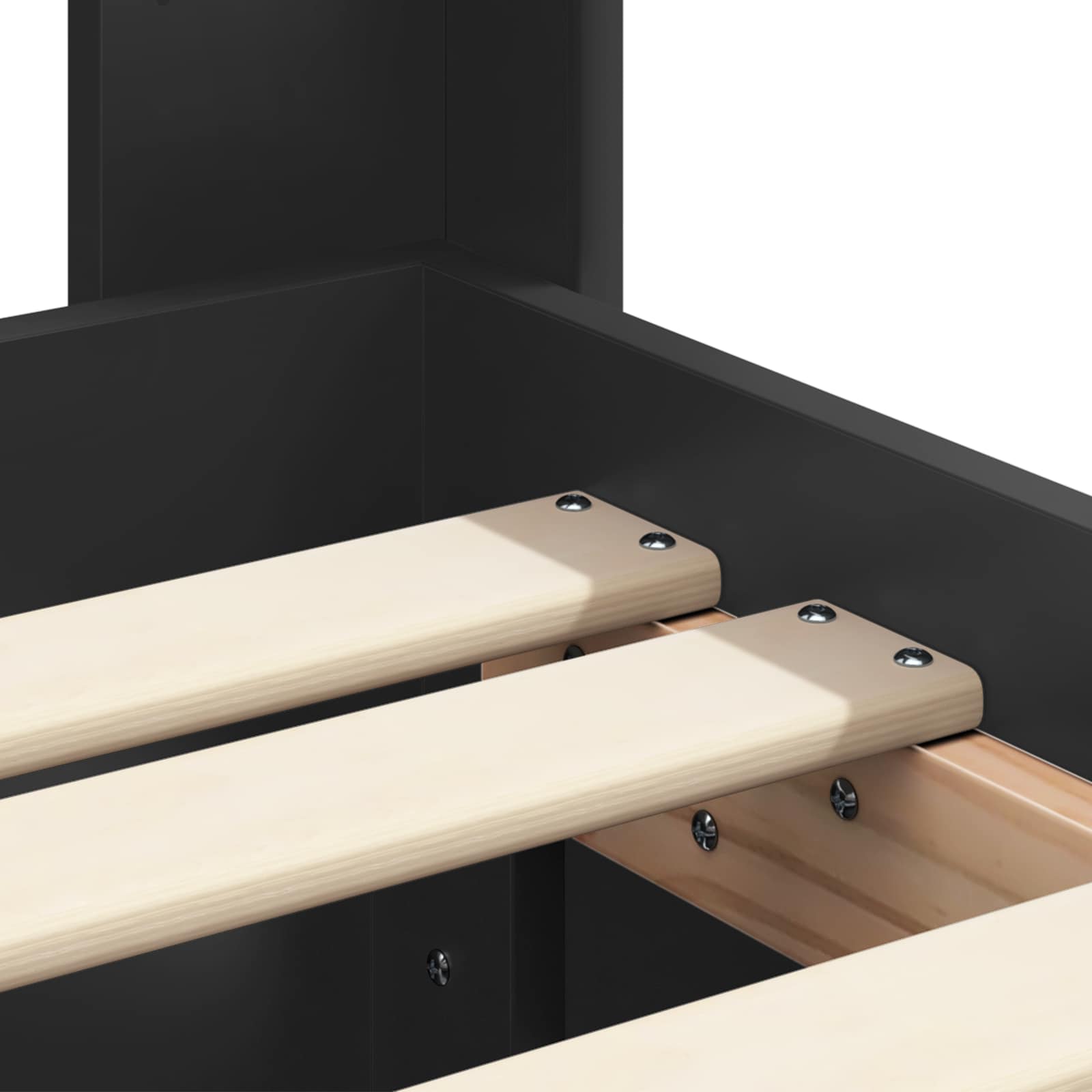 Bedframe met opbergruimte en hoofdbord Zwart 90 x 200 cm is nu te koop bij PeponiXL, paradijselijk wonen!