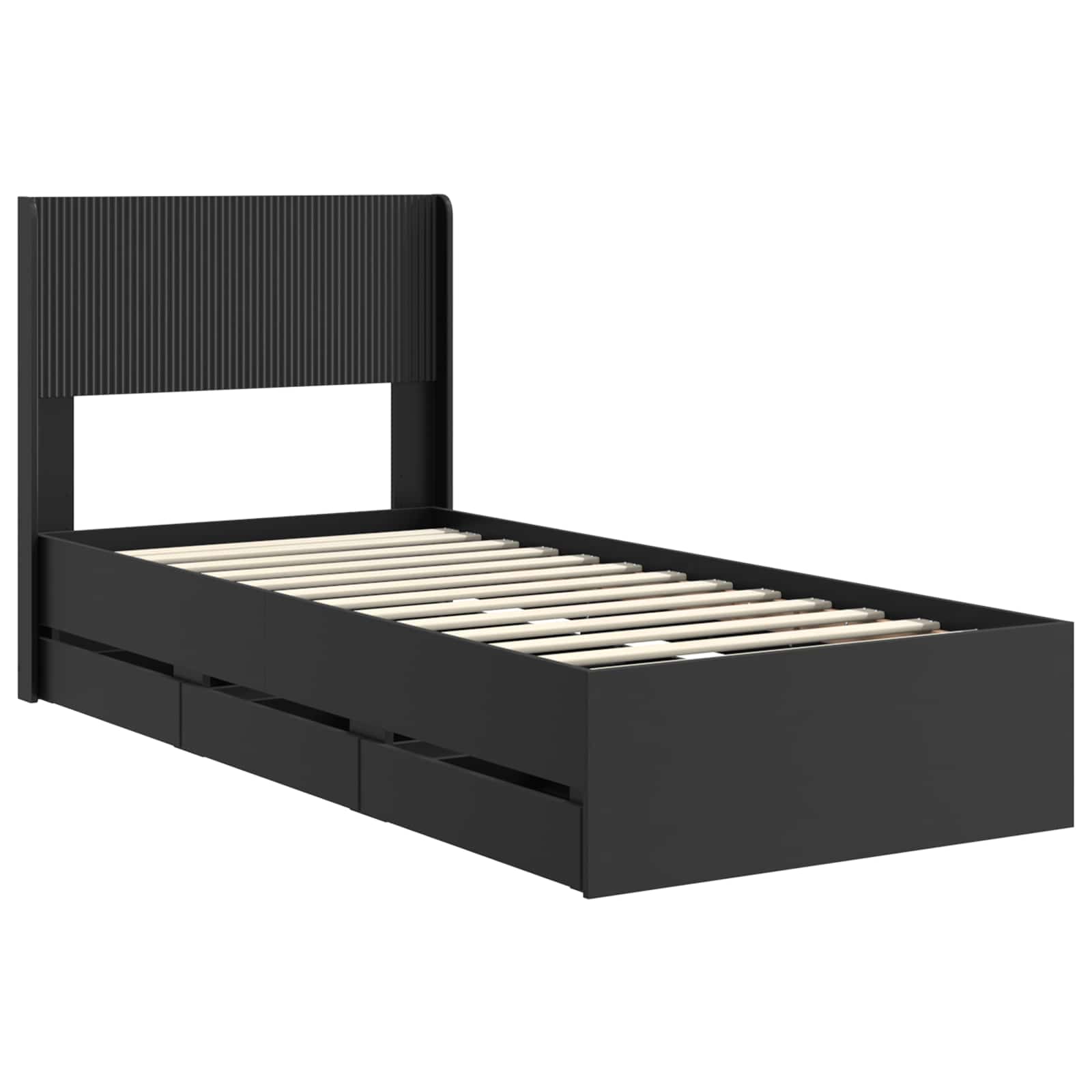 Bedframe met opbergruimte en hoofdbord Zwart 90 x 200 cm is nu te koop bij PeponiXL, paradijselijk wonen!