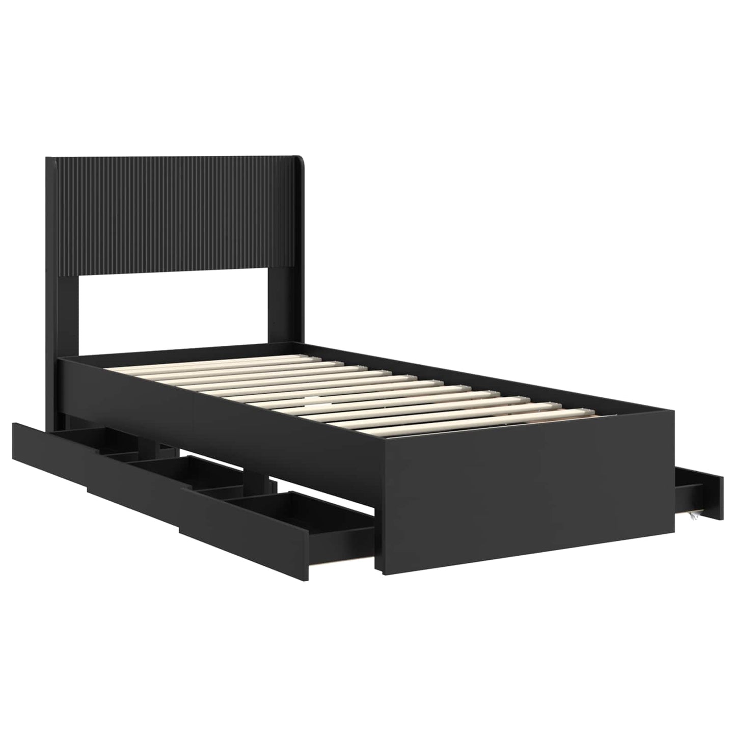Bedframe met opbergruimte en hoofdbord Zwart 90 x 200 cm is nu te koop bij PeponiXL, paradijselijk wonen!