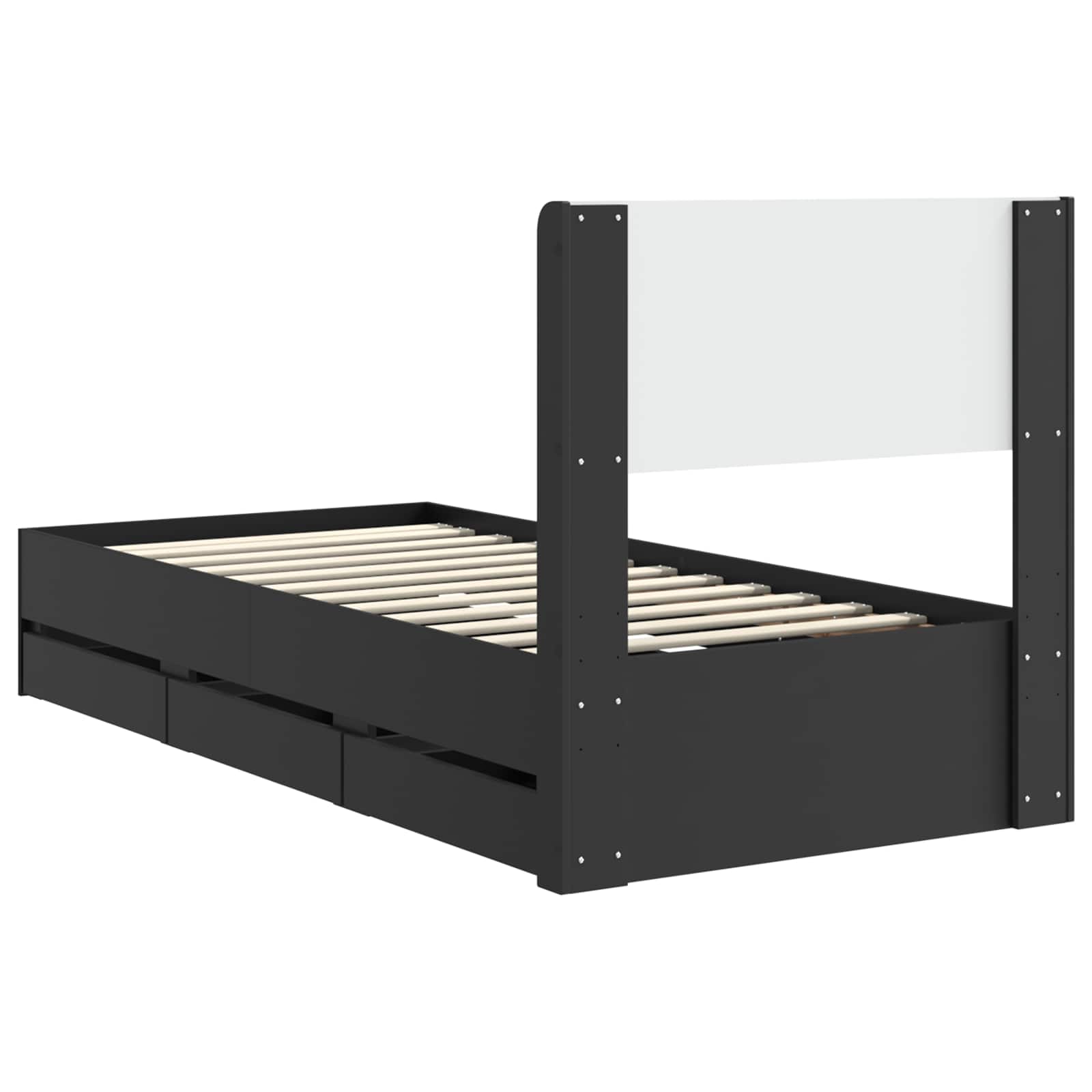 Bedframe met opbergruimte en hoofdbord Zwart 90 x 200 cm is nu te koop bij PeponiXL, paradijselijk wonen!