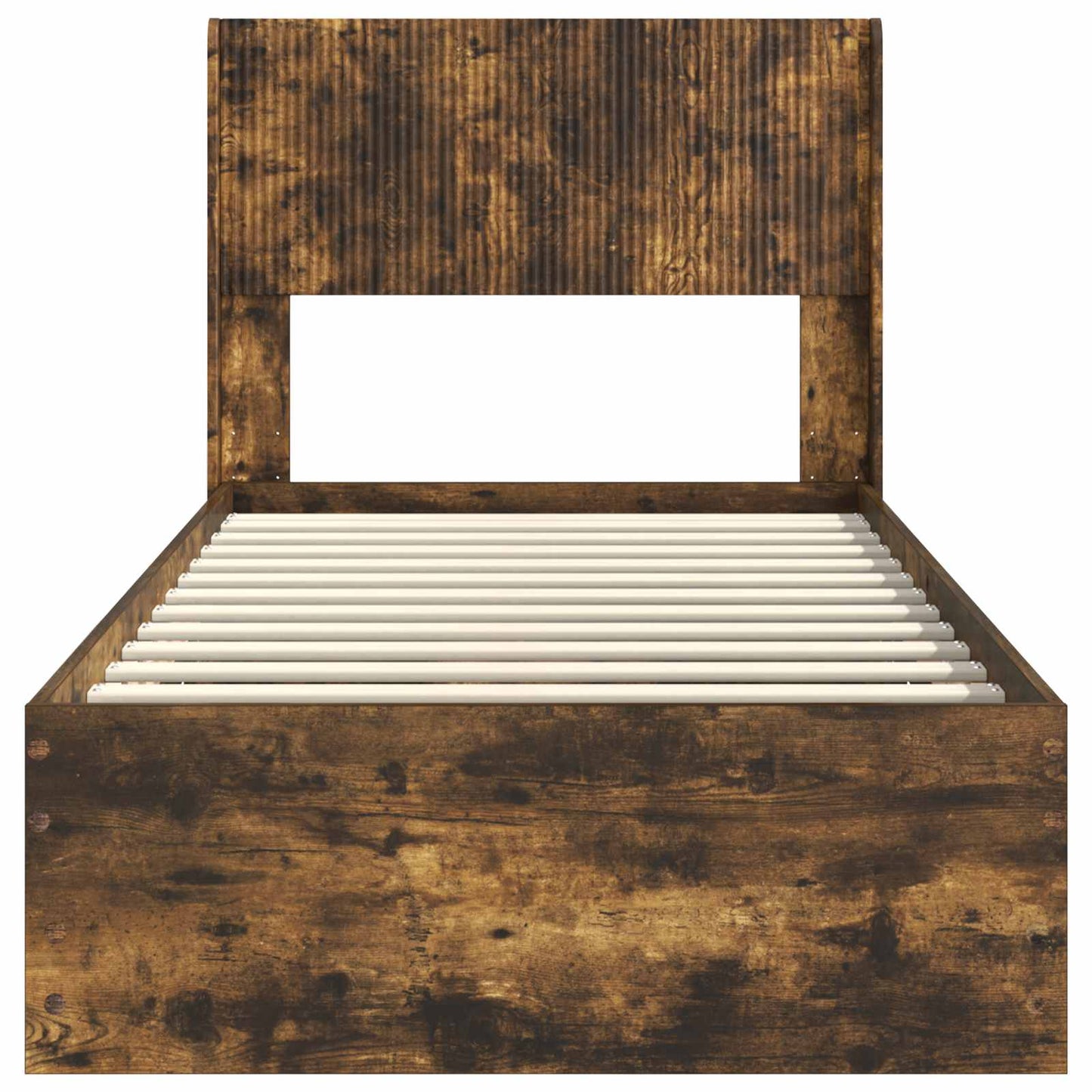 Bedframe met opbergruimte en hoofdbord met lade Gerookt eiken is nu te koop bij PeponiXL, paradijselijk wonen!