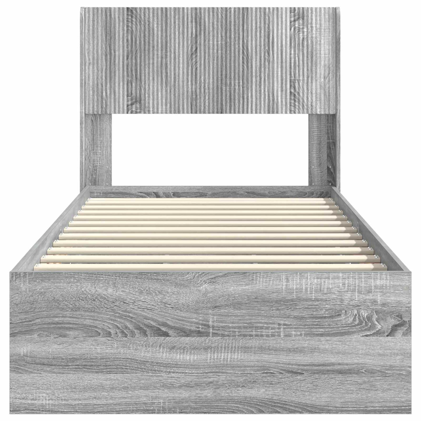 Bedframe met opbergruimte en hoofdbord Grijs sonoma 90 x 200 cm is nu te koop bij PeponiXL, paradijselijk wonen!