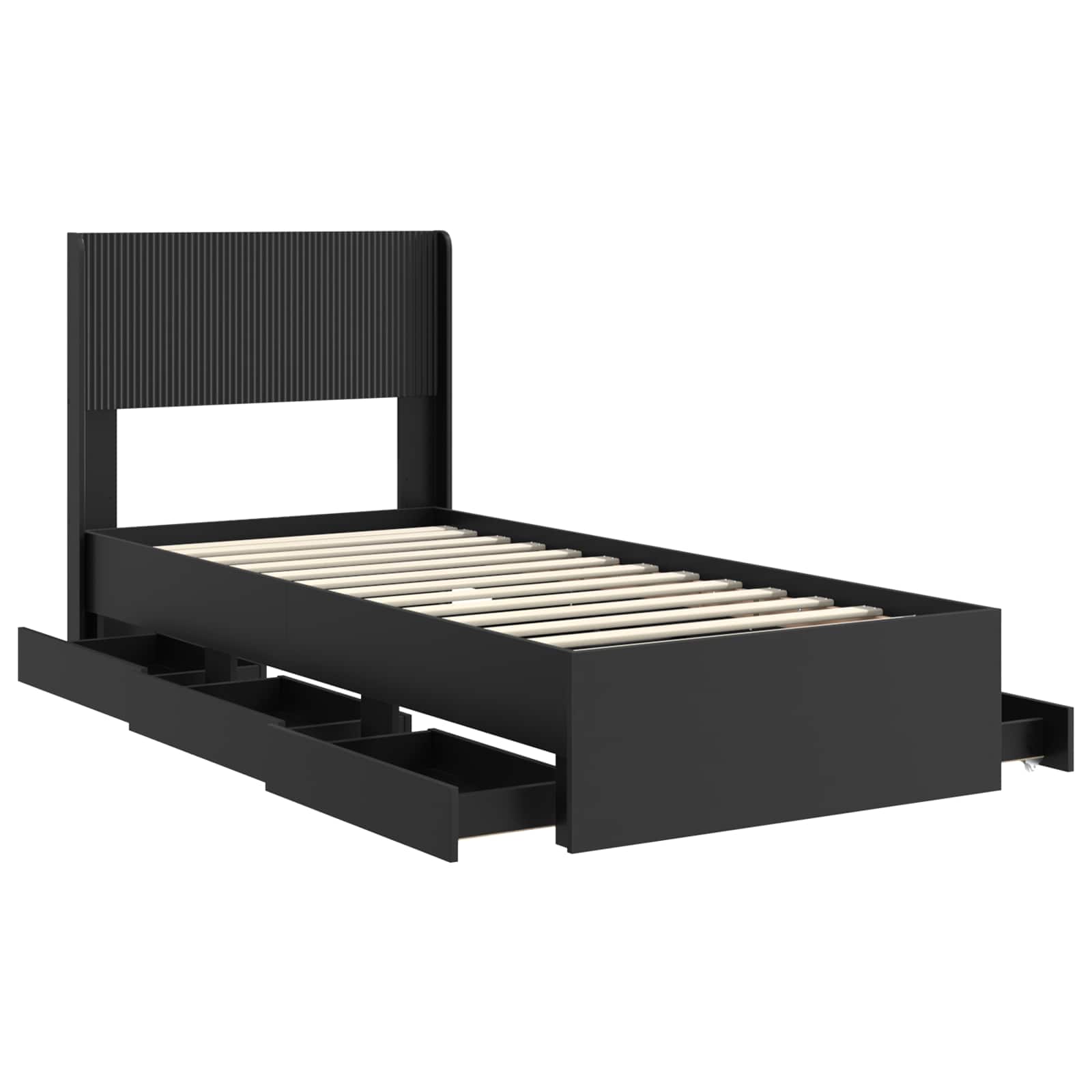 Bedframe met opbergruimte en hoofdbord Zwart 90 x 190 cm is nu te koop bij PeponiXL, paradijselijk wonen!