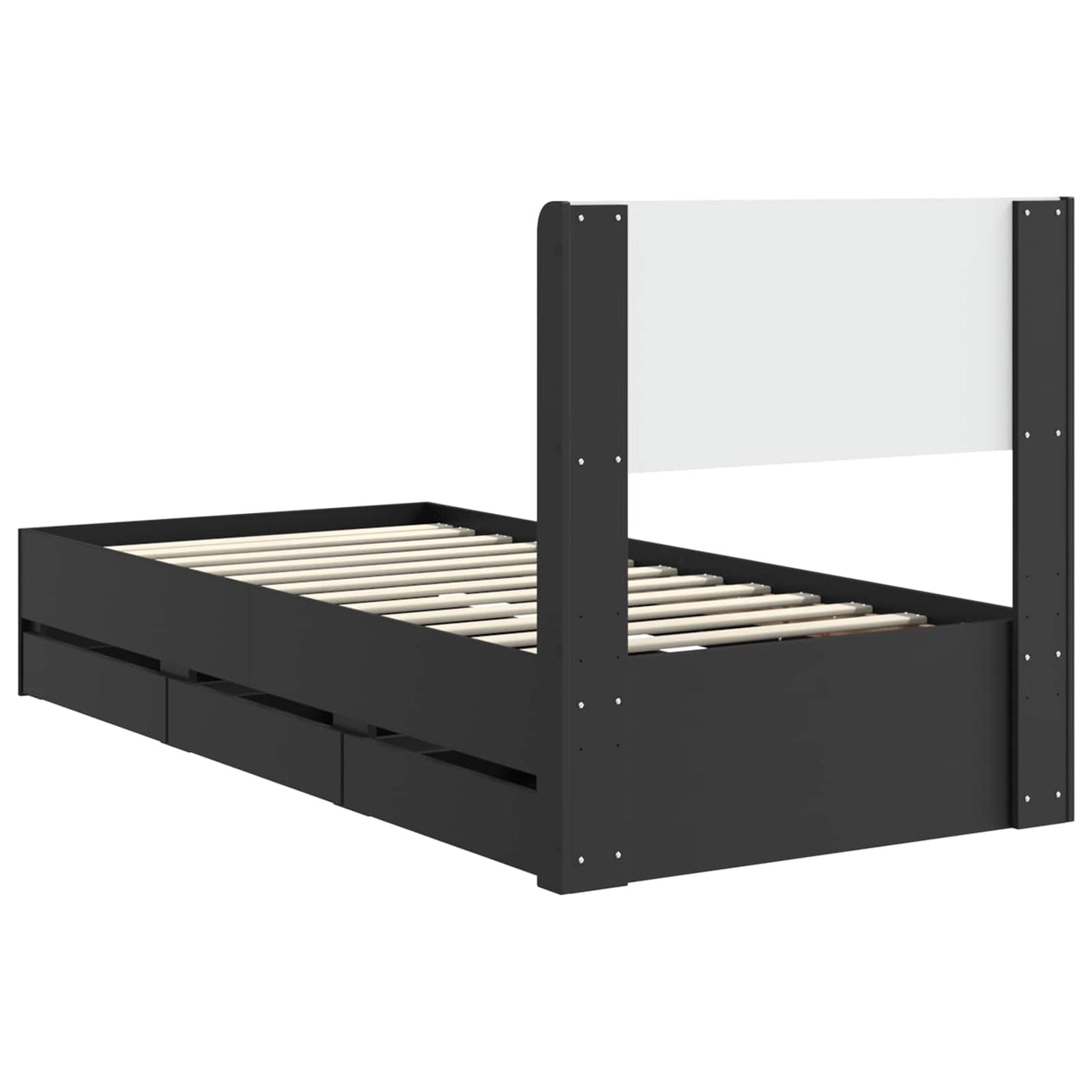 Bedframe met opbergruimte en hoofdbord Zwart 90 x 190 cm is nu te koop bij PeponiXL, paradijselijk wonen!