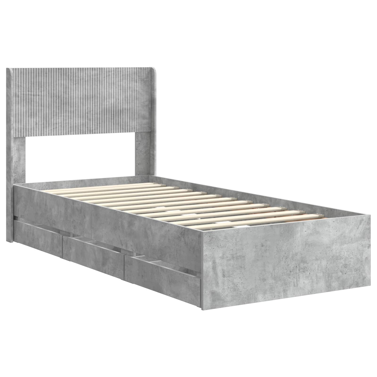 Bedframe met opbergruimte en hoofdbord Betongrijs 90 x 190 cm is nu te koop bij PeponiXL, paradijselijk wonen!