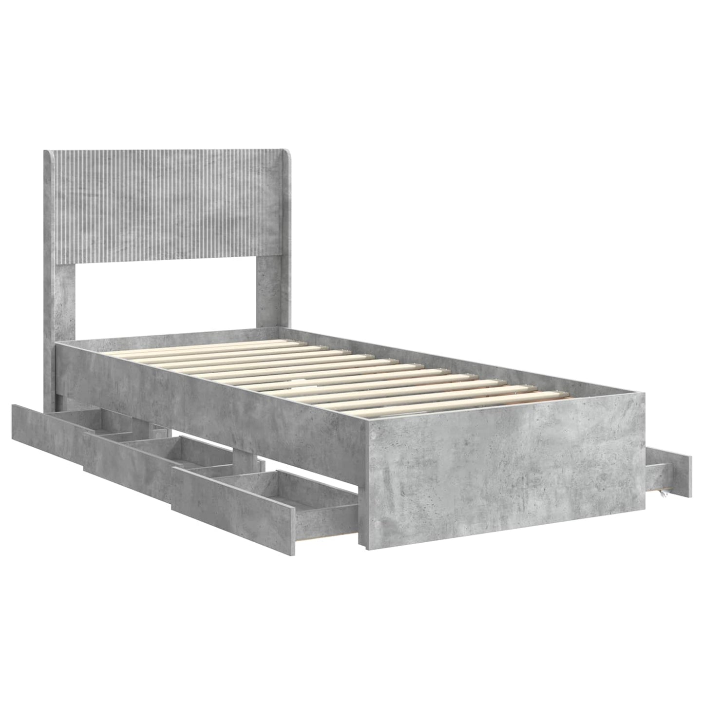 Bedframe met opbergruimte en hoofdbord Betongrijs 90 x 190 cm is nu te koop bij PeponiXL, paradijselijk wonen!