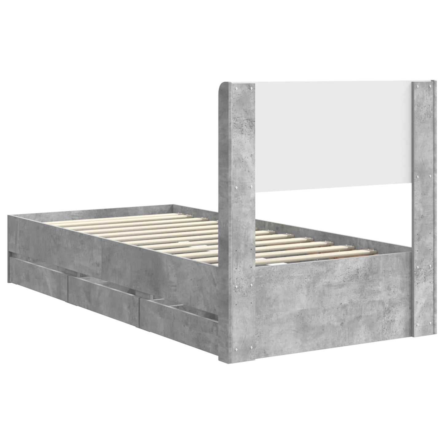 Bedframe met opbergruimte en hoofdbord Betongrijs 90 x 190 cm is nu te koop bij PeponiXL, paradijselijk wonen!
