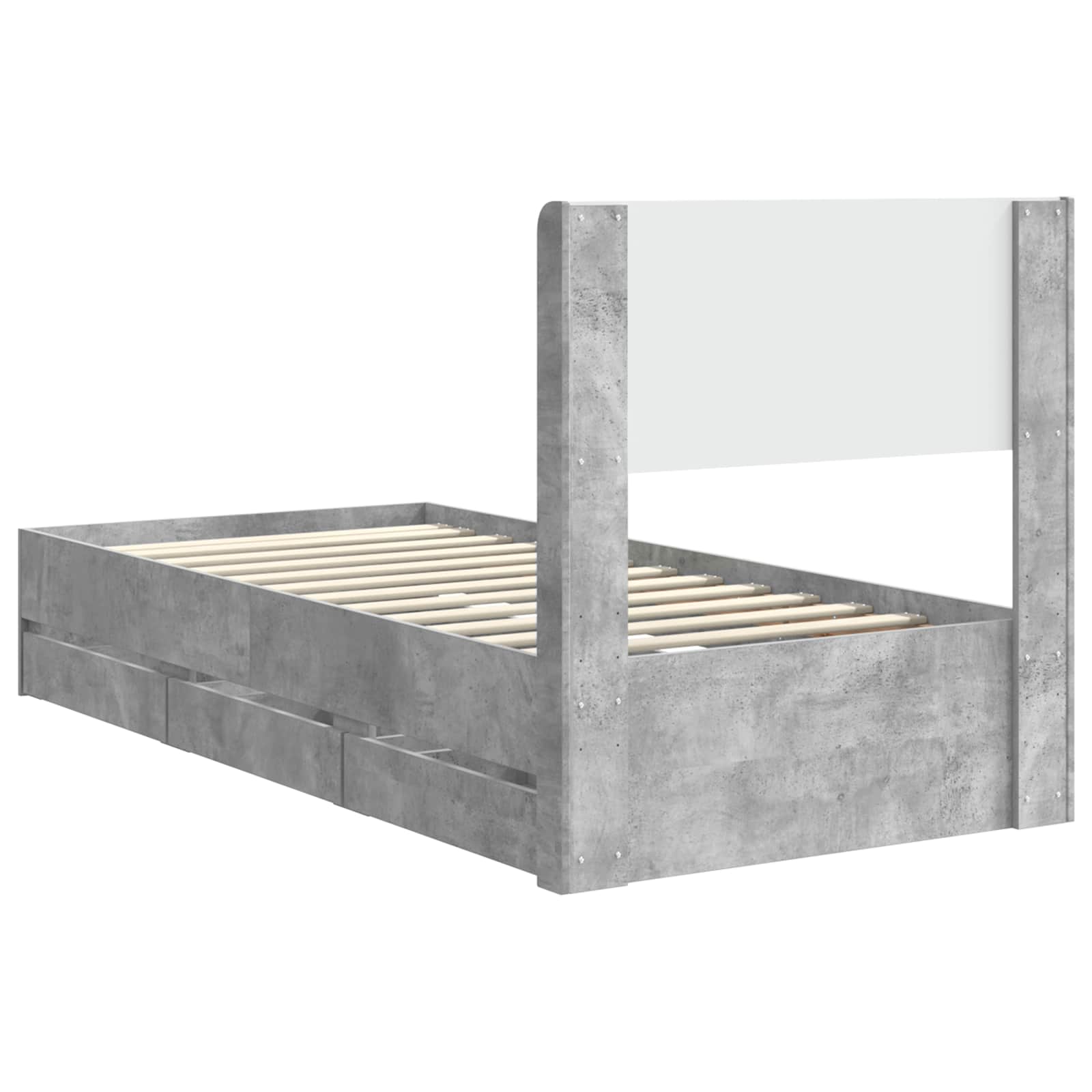 Bedframe met opbergruimte en hoofdbord Betongrijs 90 x 190 cm is nu te koop bij PeponiXL, paradijselijk wonen!