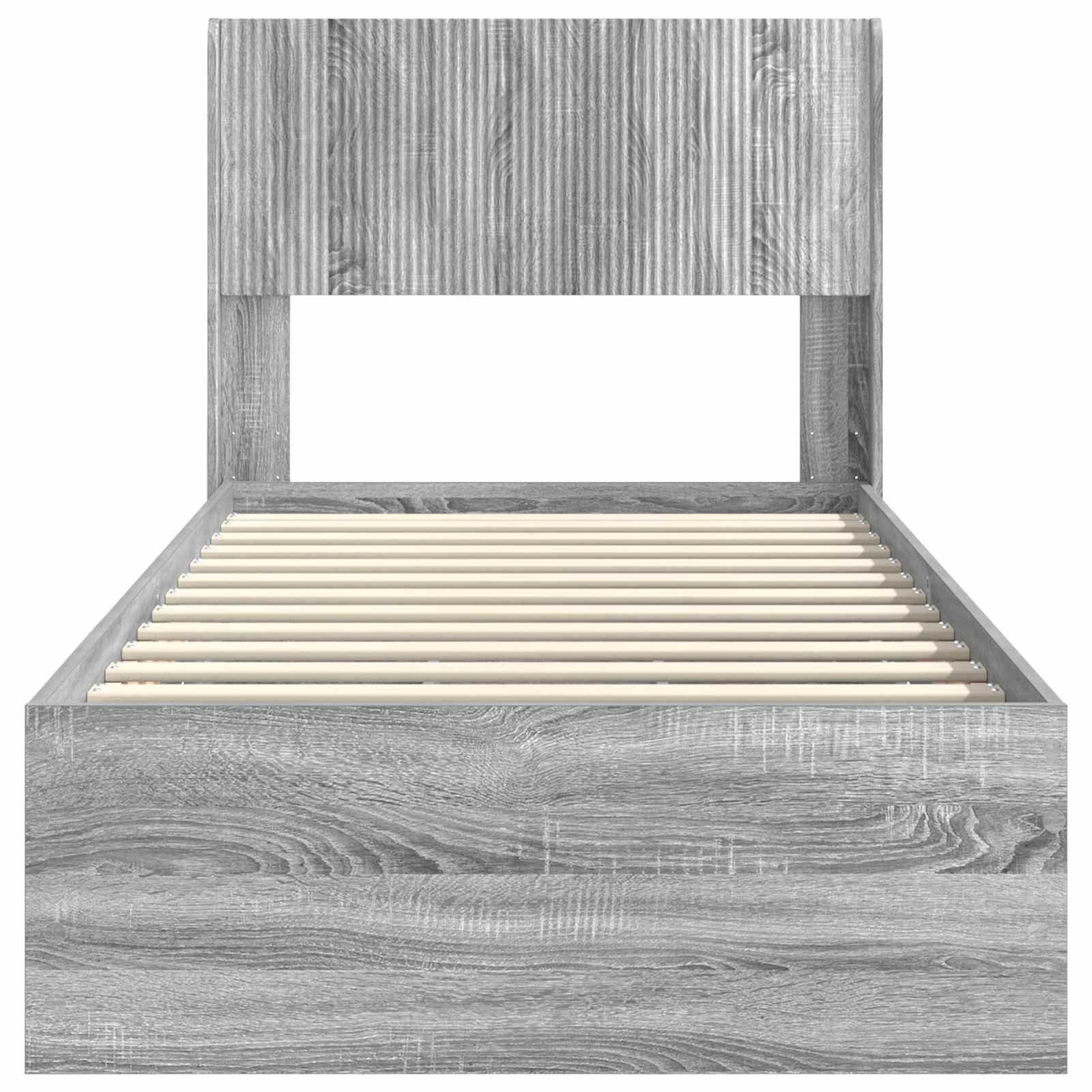 Bedframe met opbergruimte en hoofdbord Grijs sonoma 90 x 190 cm is nu te koop bij PeponiXL, paradijselijk wonen!