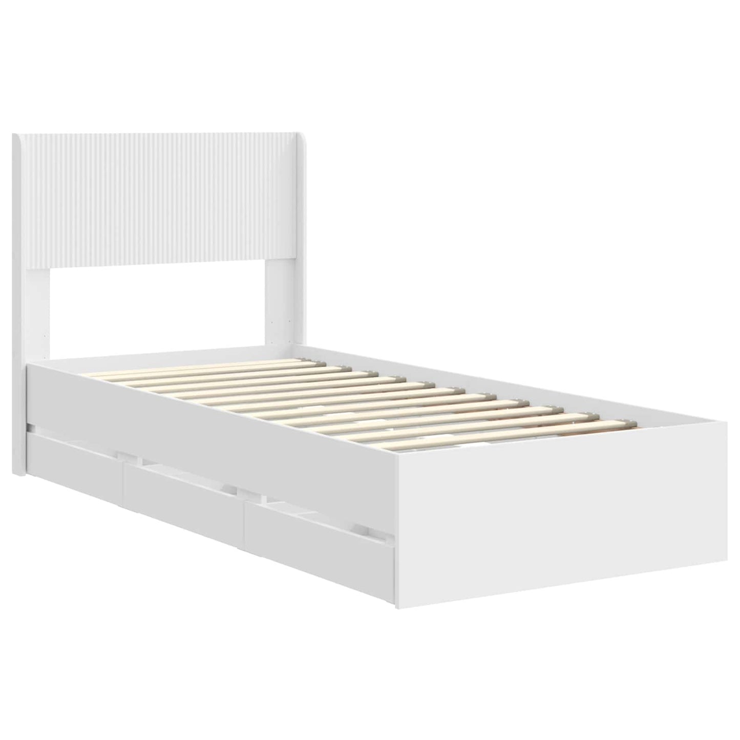 Bedframe met opbergruimte en hoofdbord met lade Wit 75 x 190 cm is nu te koop bij PeponiXL, paradijselijk wonen!